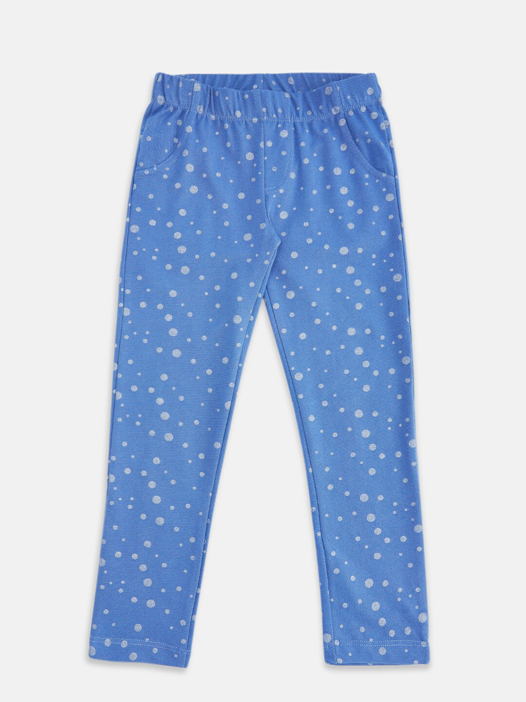Pantaloons Junior Girls Navy Blue & White Printed Treggings