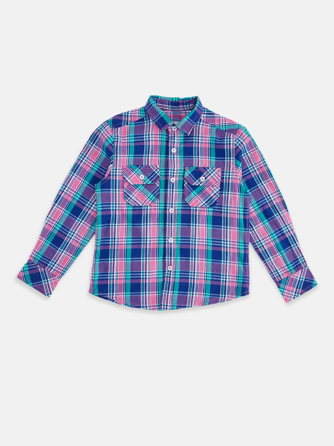 Pantaloons Junior Boys Purple Tartan Checks Checked Casual Shirt