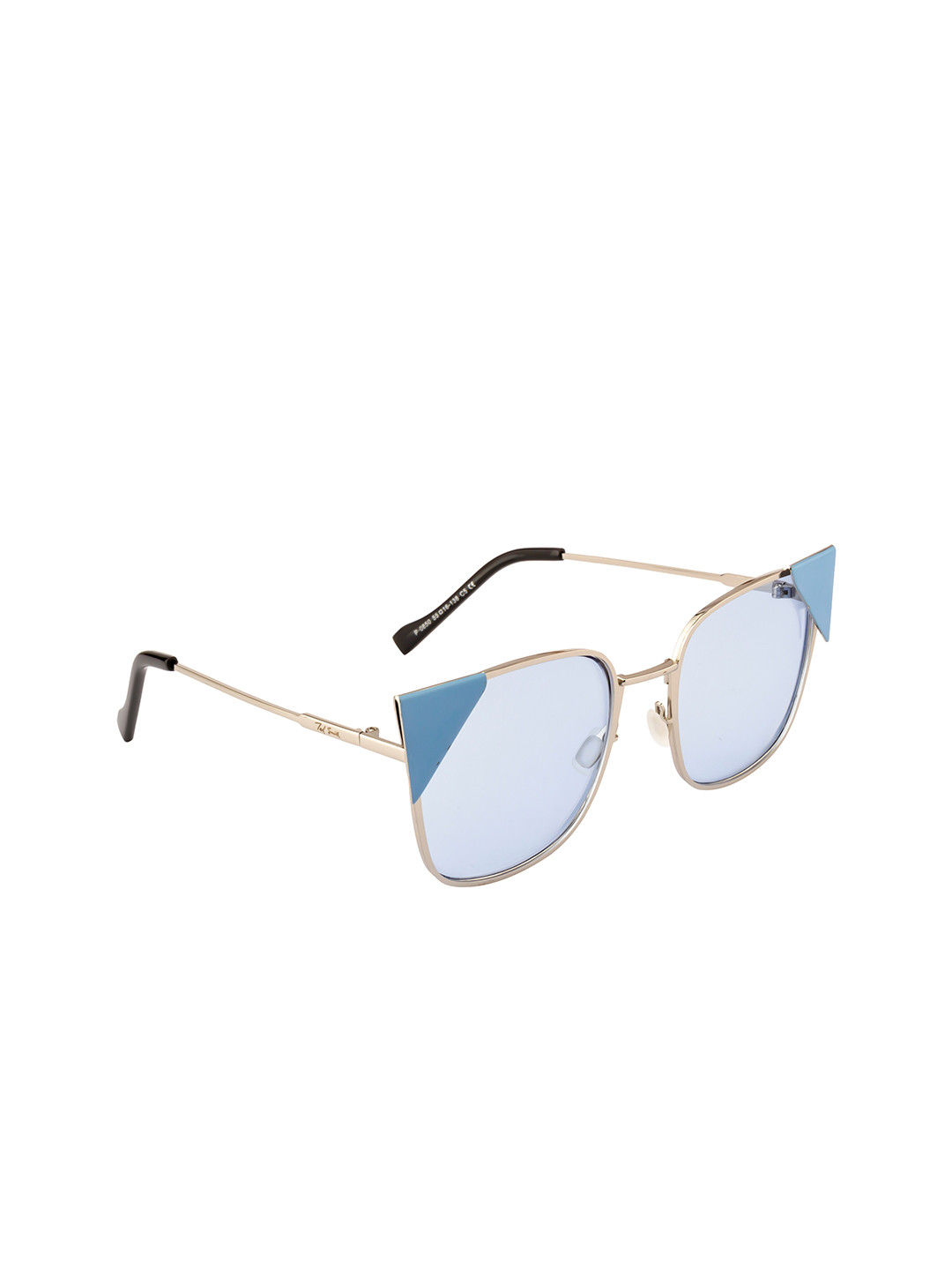 Ted Smith Women Blue Lens & Silver-Toned Cateye Sunglasses with UV Protected Lens