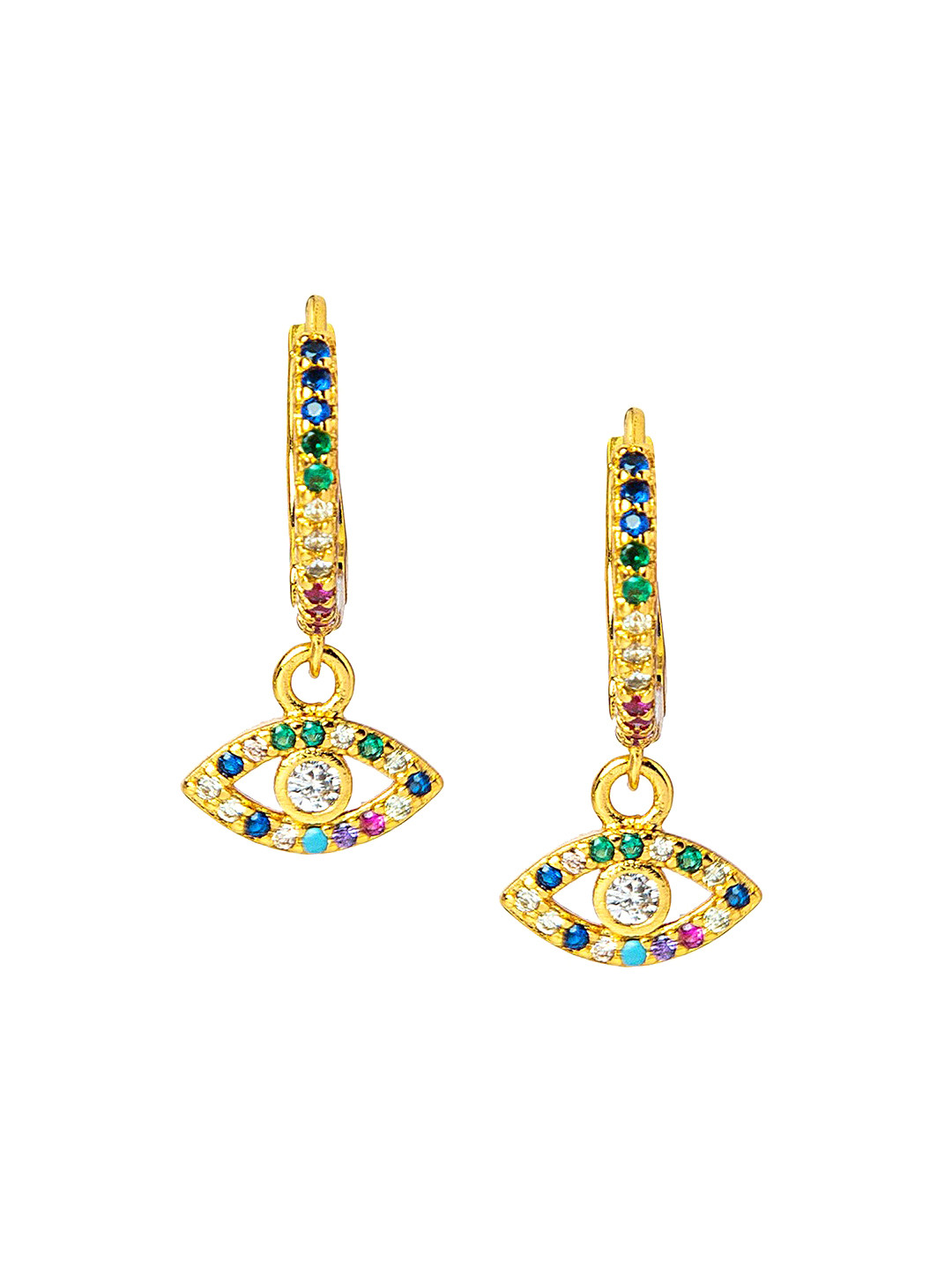 Moon Dust Woman Gold-Toned Evil Eye Drop Earrings