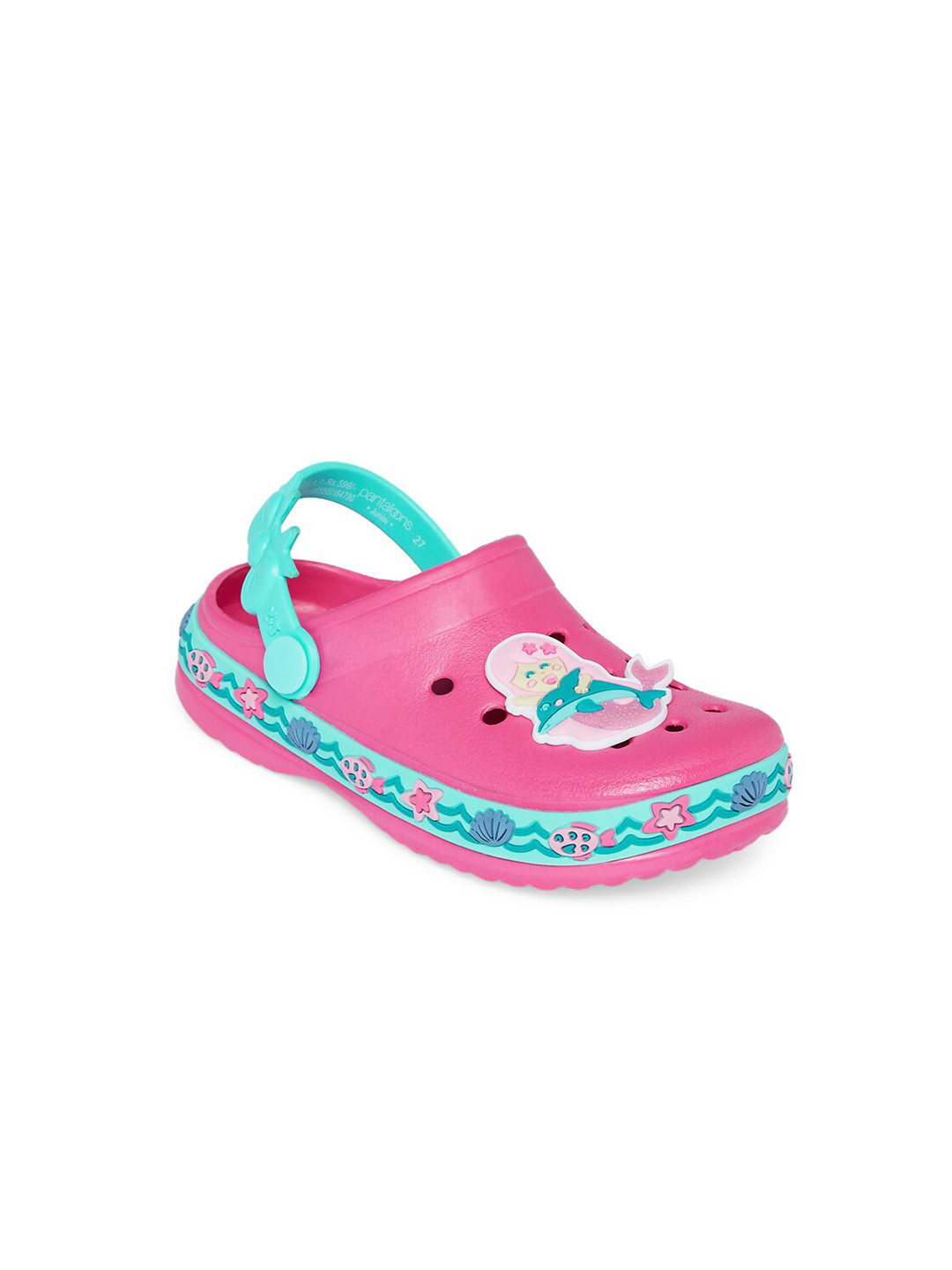Pantaloons Junior Girls Pink & Blue Mermaid Rubber Clogs