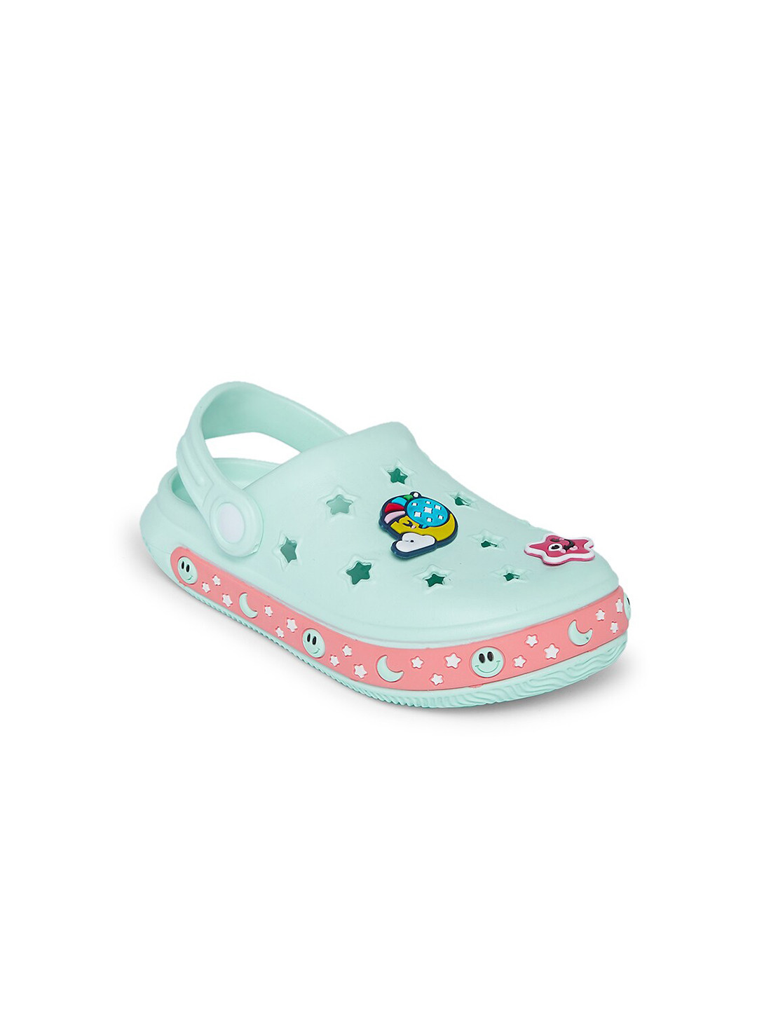 Pantaloons Junior Girls Blue & Pink Printed Rubber Clogs