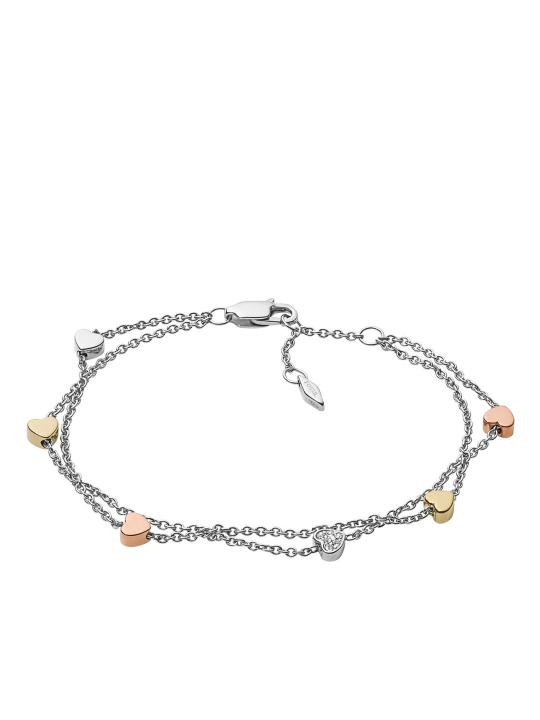 Fossil Women Silver Toned & Gold Toned Vintage Motifs Charm Bracelet