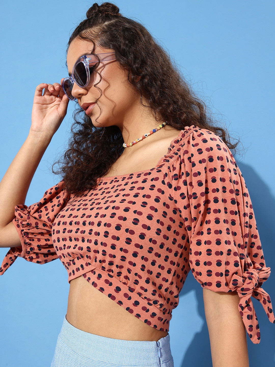 Roadster Peach Geometric Twist & Knot Top