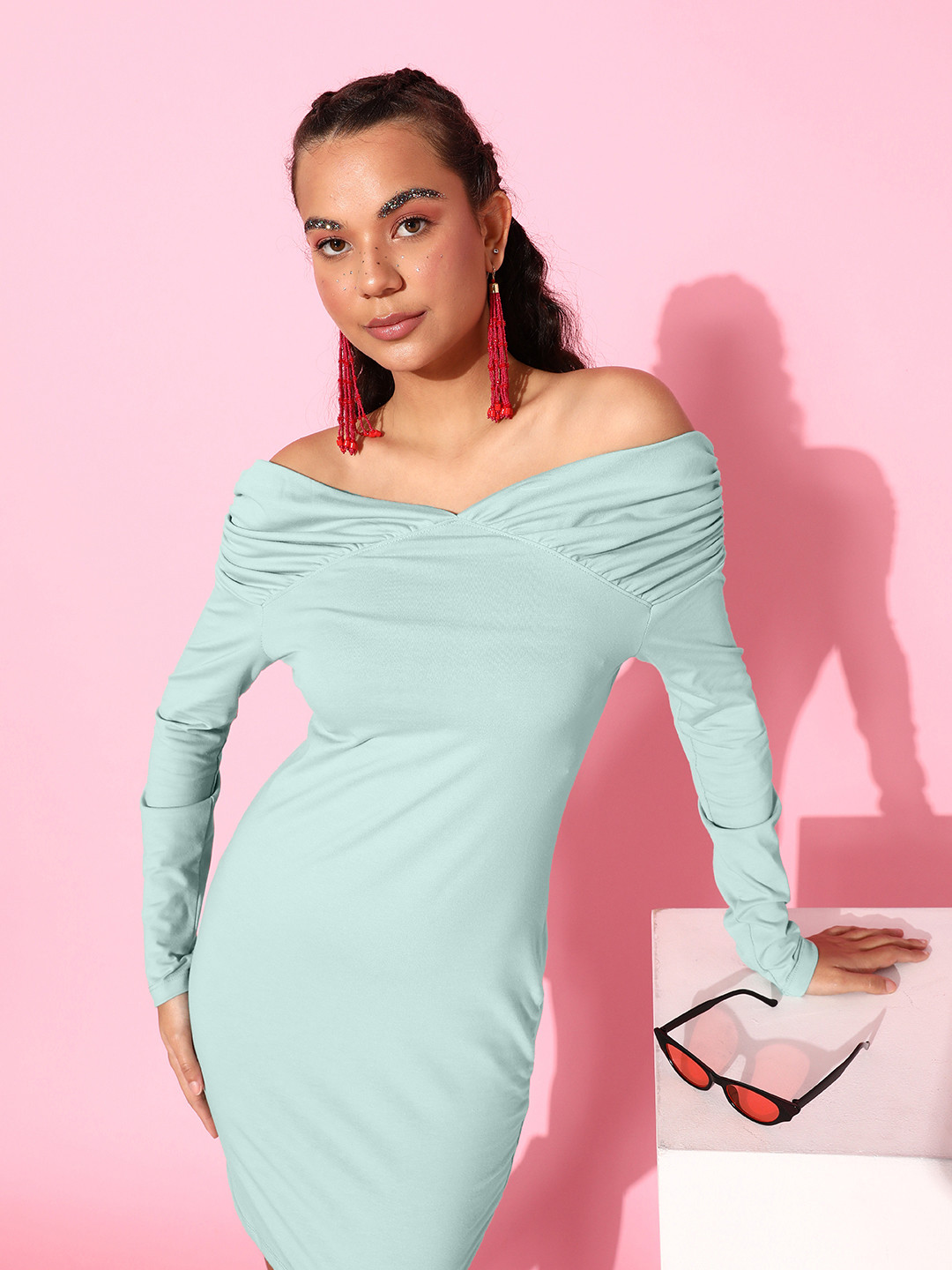 Roadster Women Blue Solid New Neckline Dress