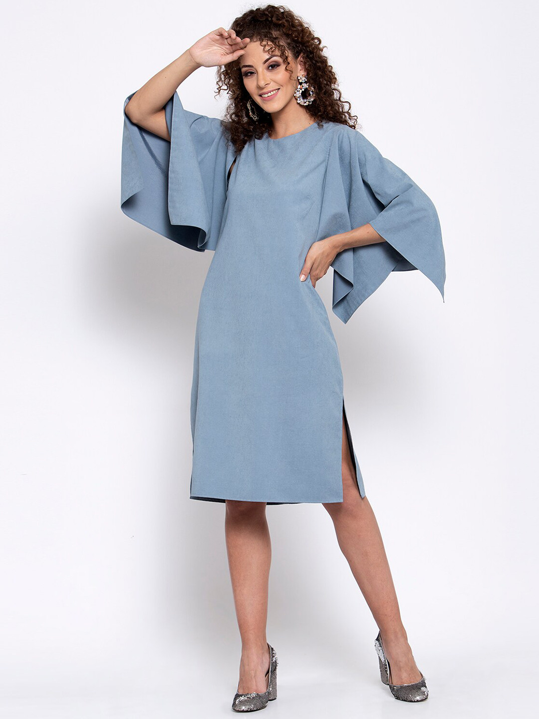 LELA Blue Suede Sheath Dress