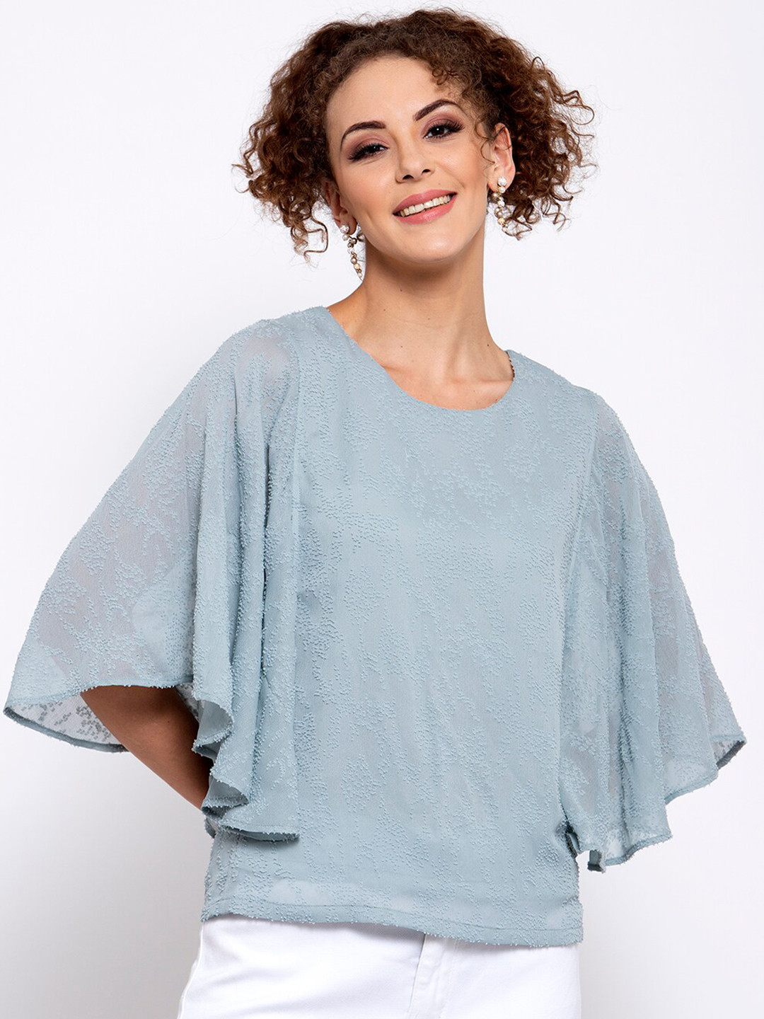 LELA Woman Blue Georgette Top