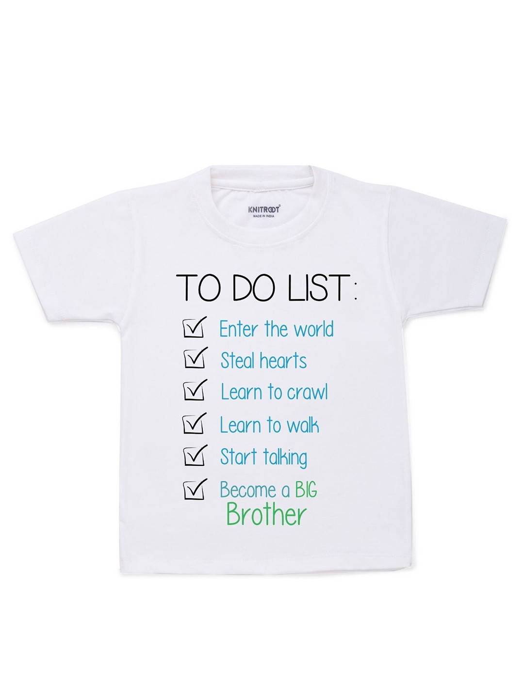 KNITROOT Kids White Cotton Printed T-shirt