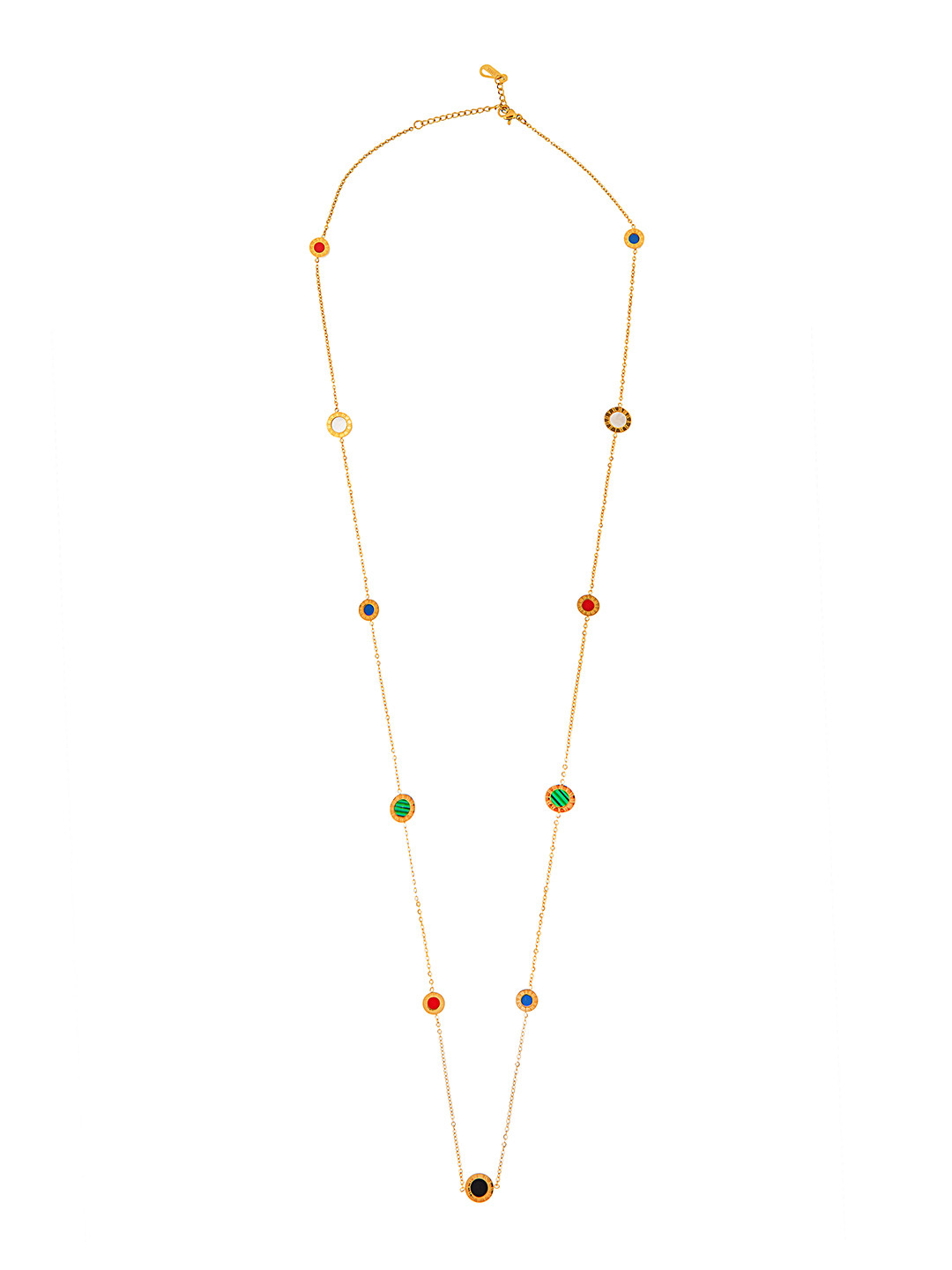 Moon Dust Gold-Toned & Black Brass Gold-Plated Necklace With Matching Earrings