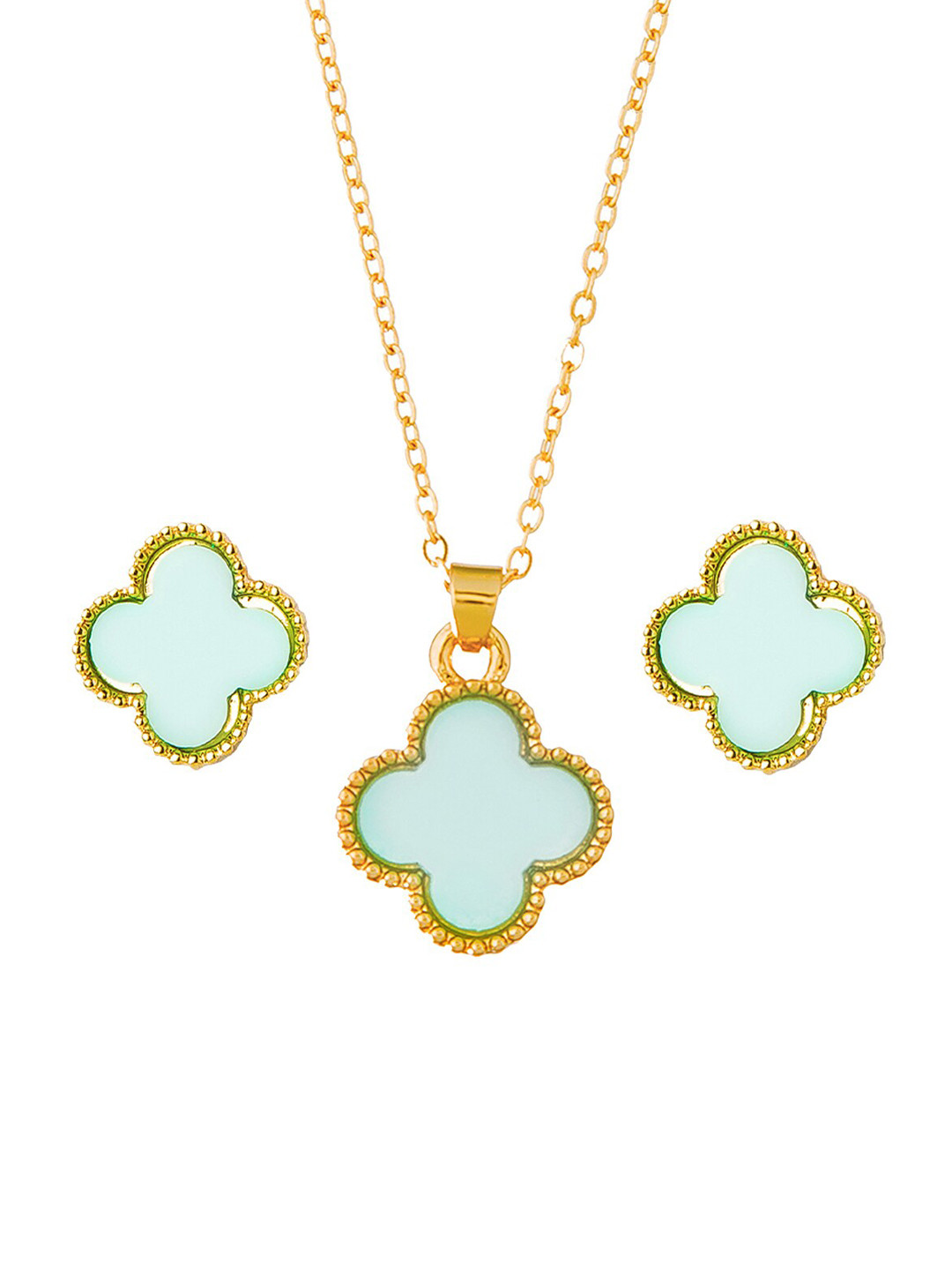 Moon Dust Gold-Toned & Blue Embellished Temple Jewellery Set