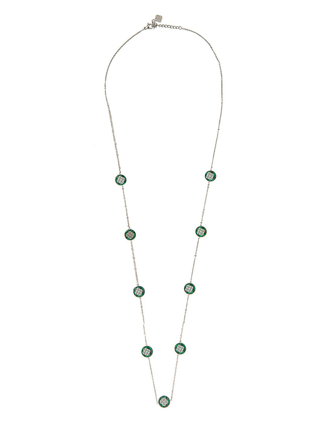 Moon Dust Green & Silver-Toned Brass Silver-Plated Necklace & Earrings