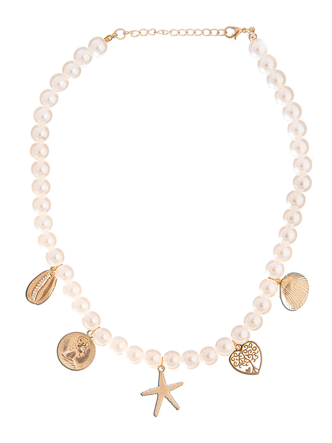Moon Dust White & Gold-Plated Pearl With Charm Necklace