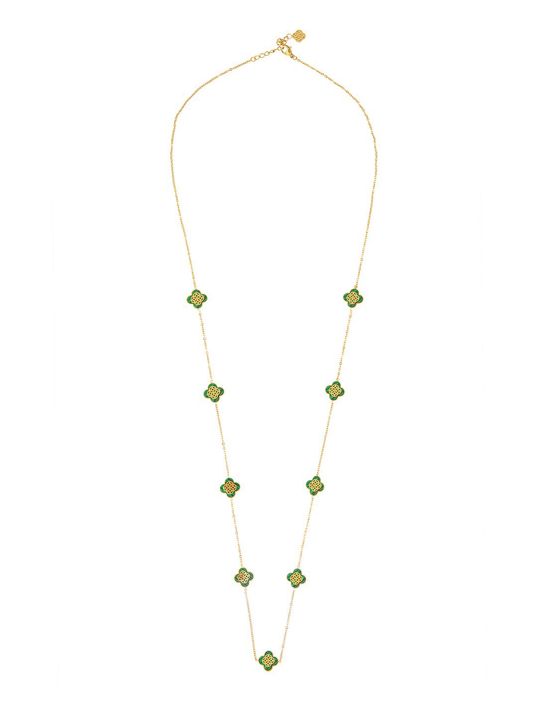 Moon Dust Women Green Brass Gold-Plated Necklace With Earrings