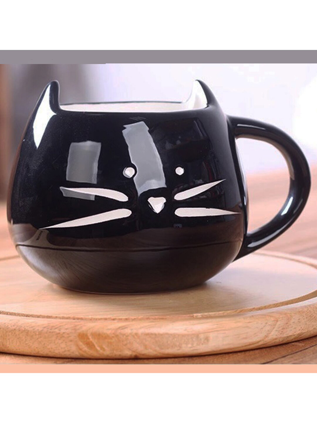 BonZeaL Black & Beige Handcrafted Printed Ceramic Glossy Cups Set of Cups and Mugs