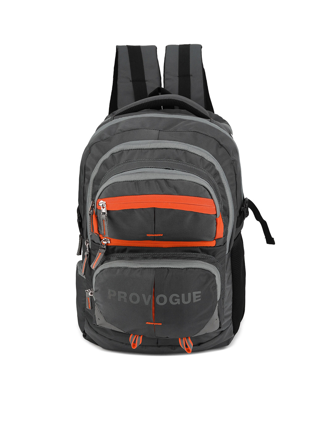Provogue Unisex Grey & Orange Colourblocked Backpack with Rain Cover 30 L