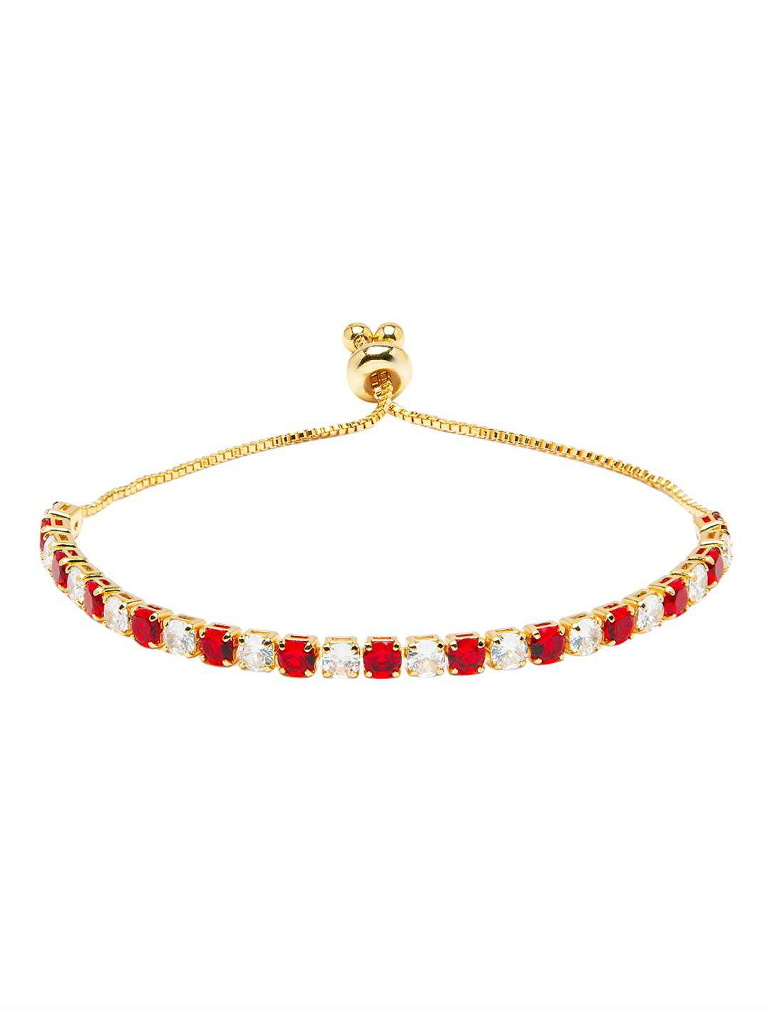 Moon Dust Women Gold-Toned & Red Brass Cubic Zirconia Gold-Plated Charm Bracelet