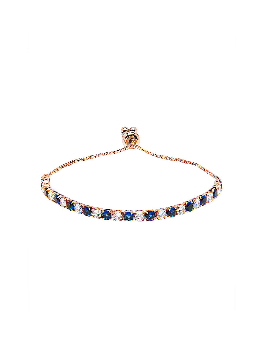 Moon Dust Women Rose Gold & Silver-Toned Brass Cubic Zirconia Rose Gold-Plated Charm Bracelet
