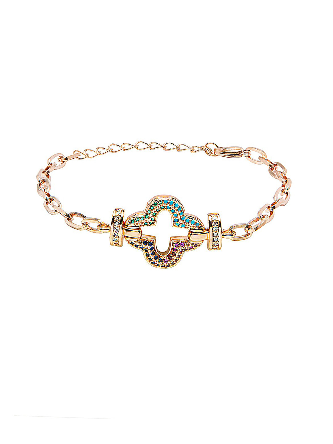 Moon Dust Women Rose Gold & Blue Brass Cubic Zirconia Rose Gold-Plated Charm Bracelet