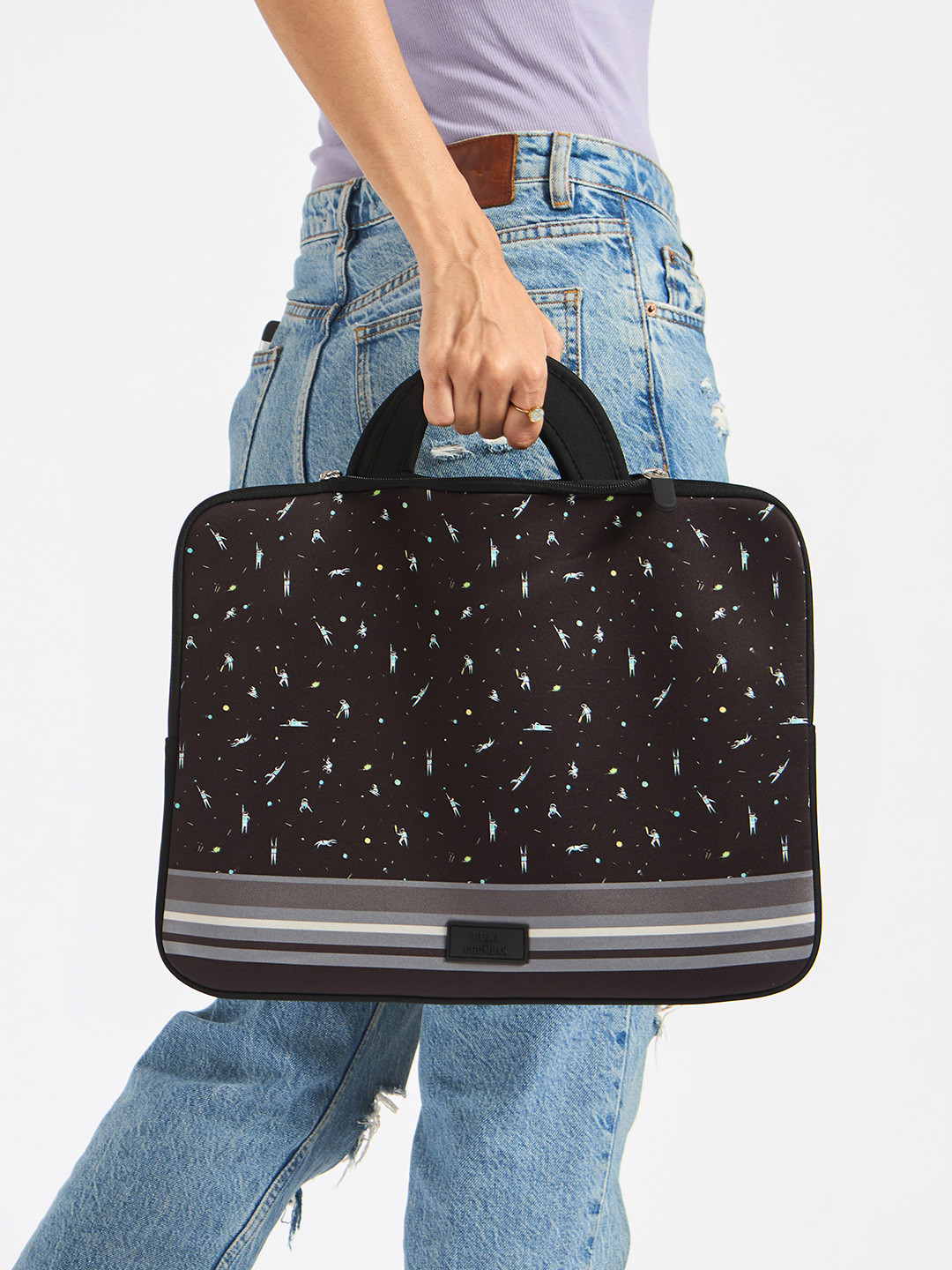 TEAL BY CHUMBAK Unisex Black & Blue Printed Laptop Sleeve
