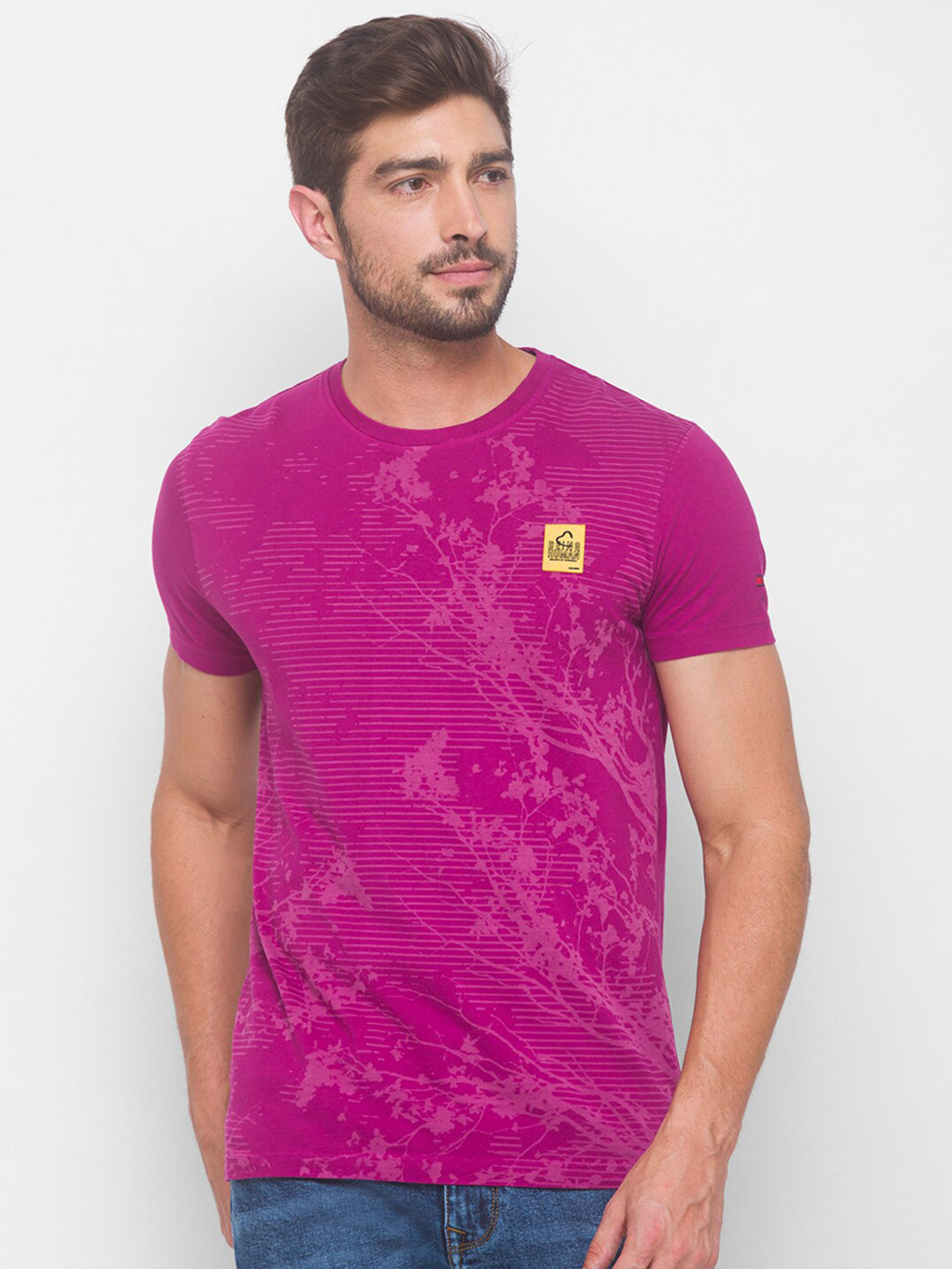 Being Human Men Purple Pure Cotton Printed Regular Fit T-shirt