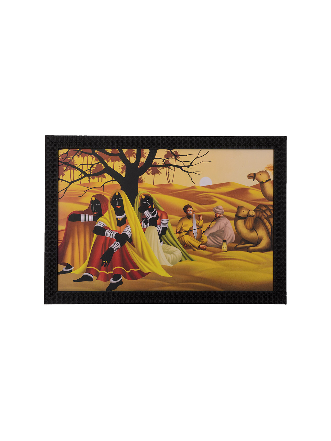 eCraftIndia Village Scene Paper Wall Rectangle Paintings Wall Art - 14 x 20 In