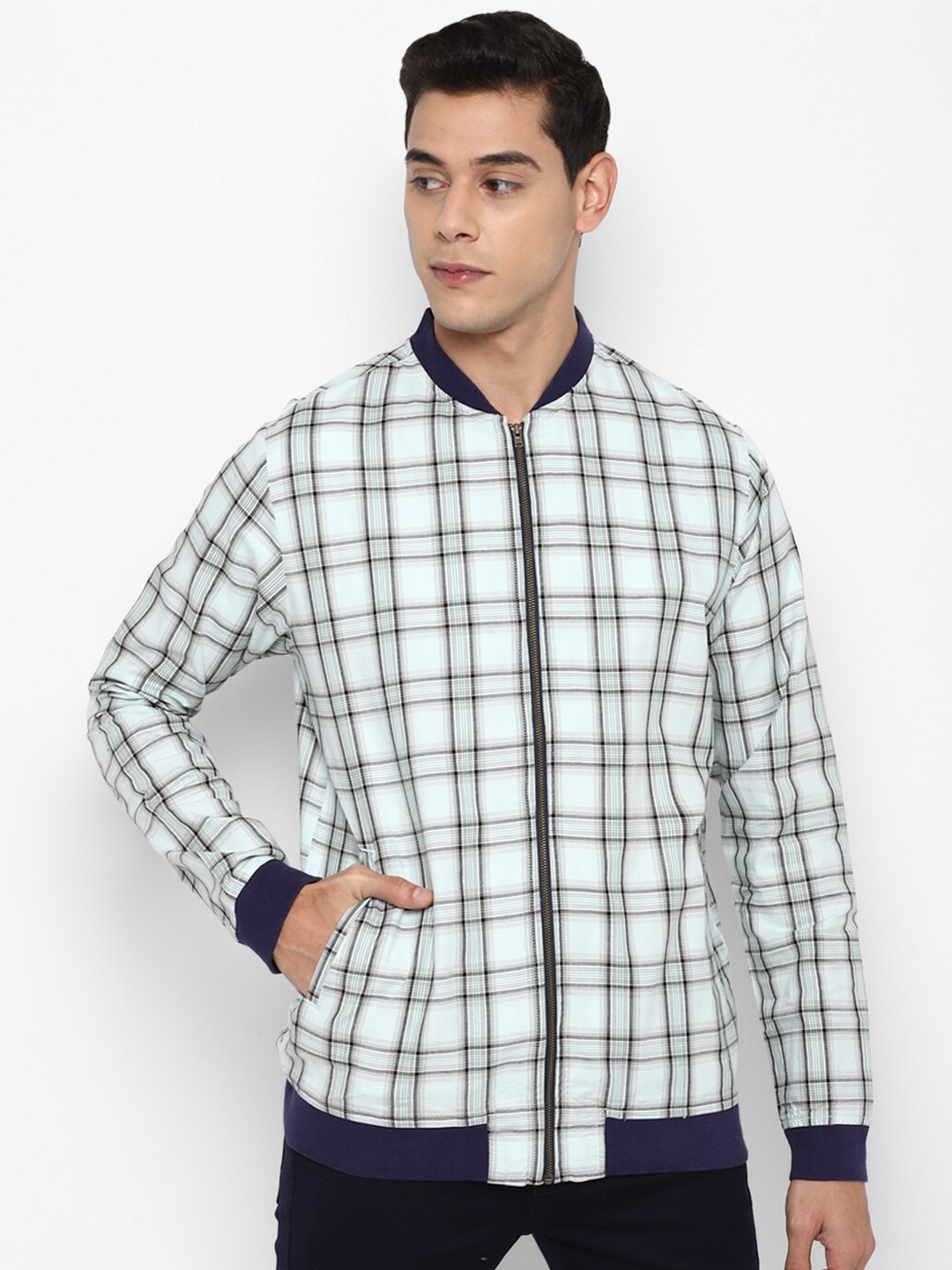 Checkered bomber jacket top mens