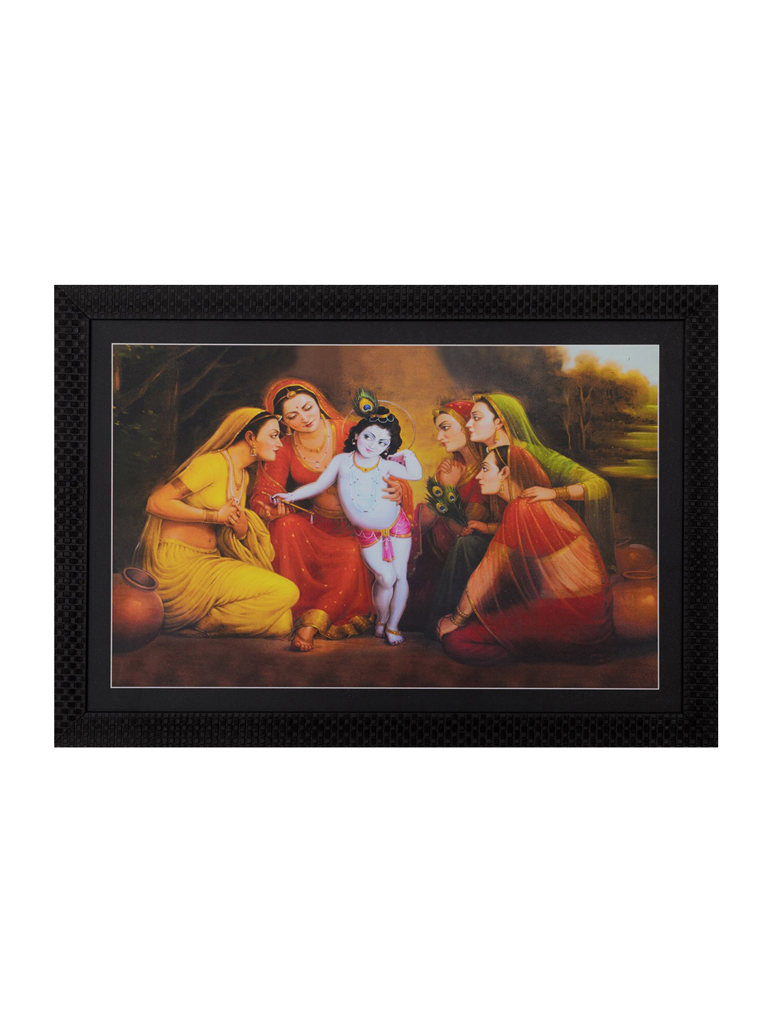 eCraftIndia Multicoloured Yasoda Nandan Satin Matt UV Framed Wall Art