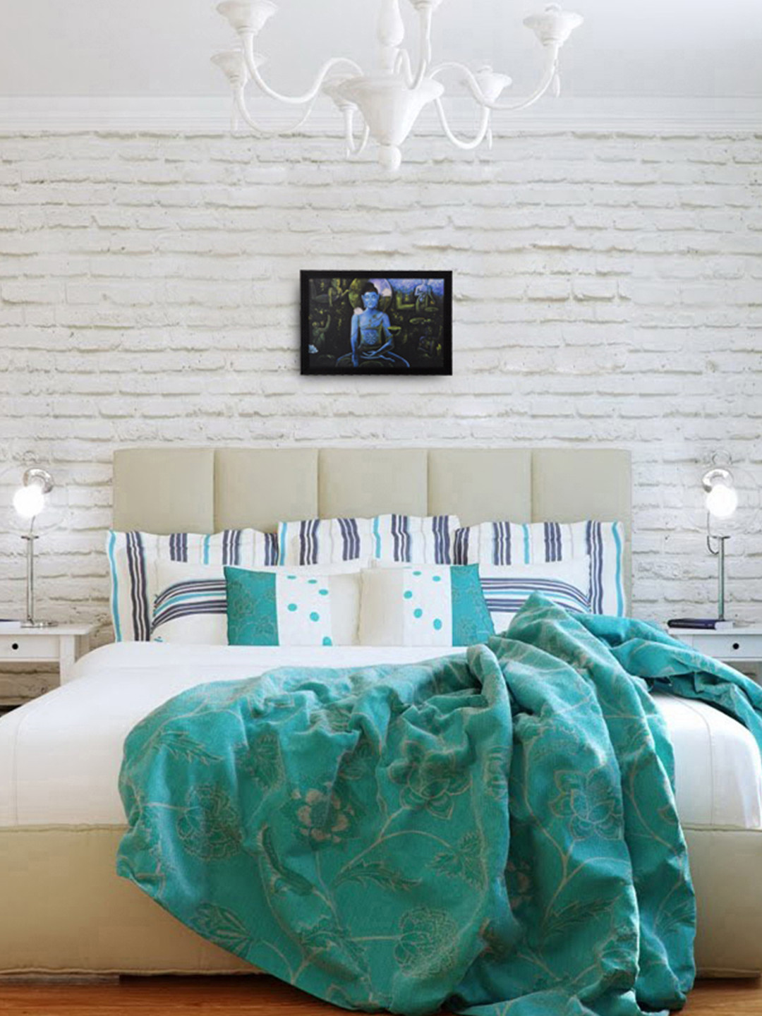 eCraftIndia Buddha Chakras Paper Rectangle Landscape Paintings Wall Art-20 x 14In