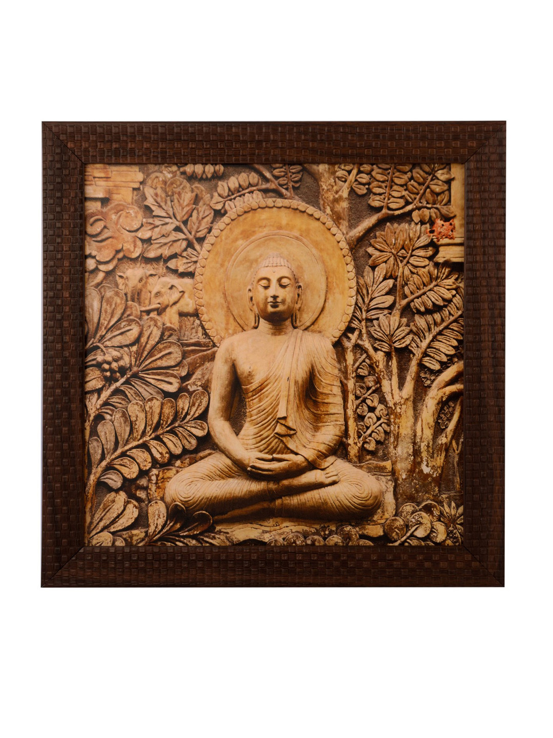 eCraftIndia Meditating Buddha Satin Matt Wall Square Paintings Wall Art -12 x 12 In