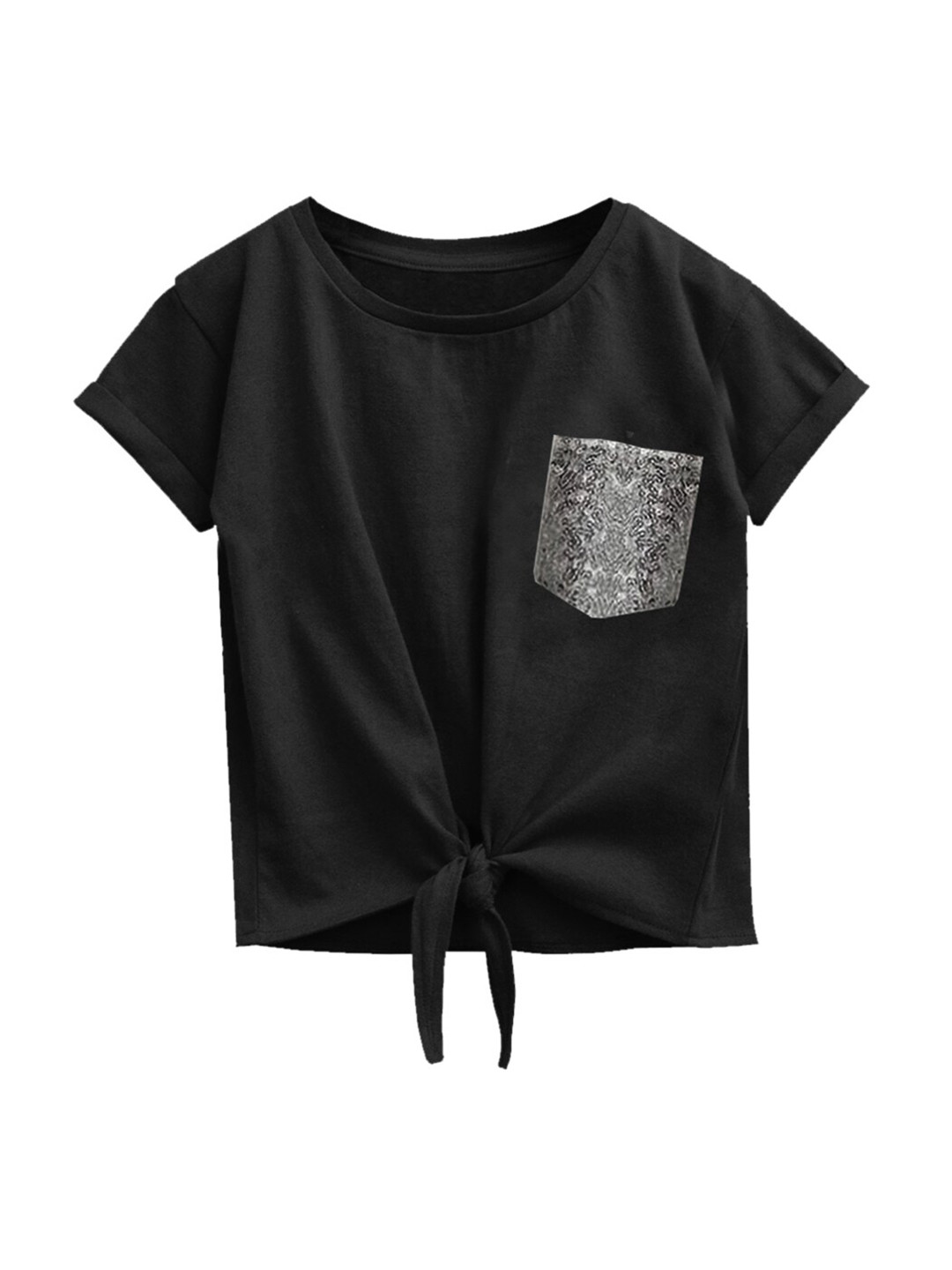 A T U N Black & Silver-Toned Sequinned Bubble Knot Top