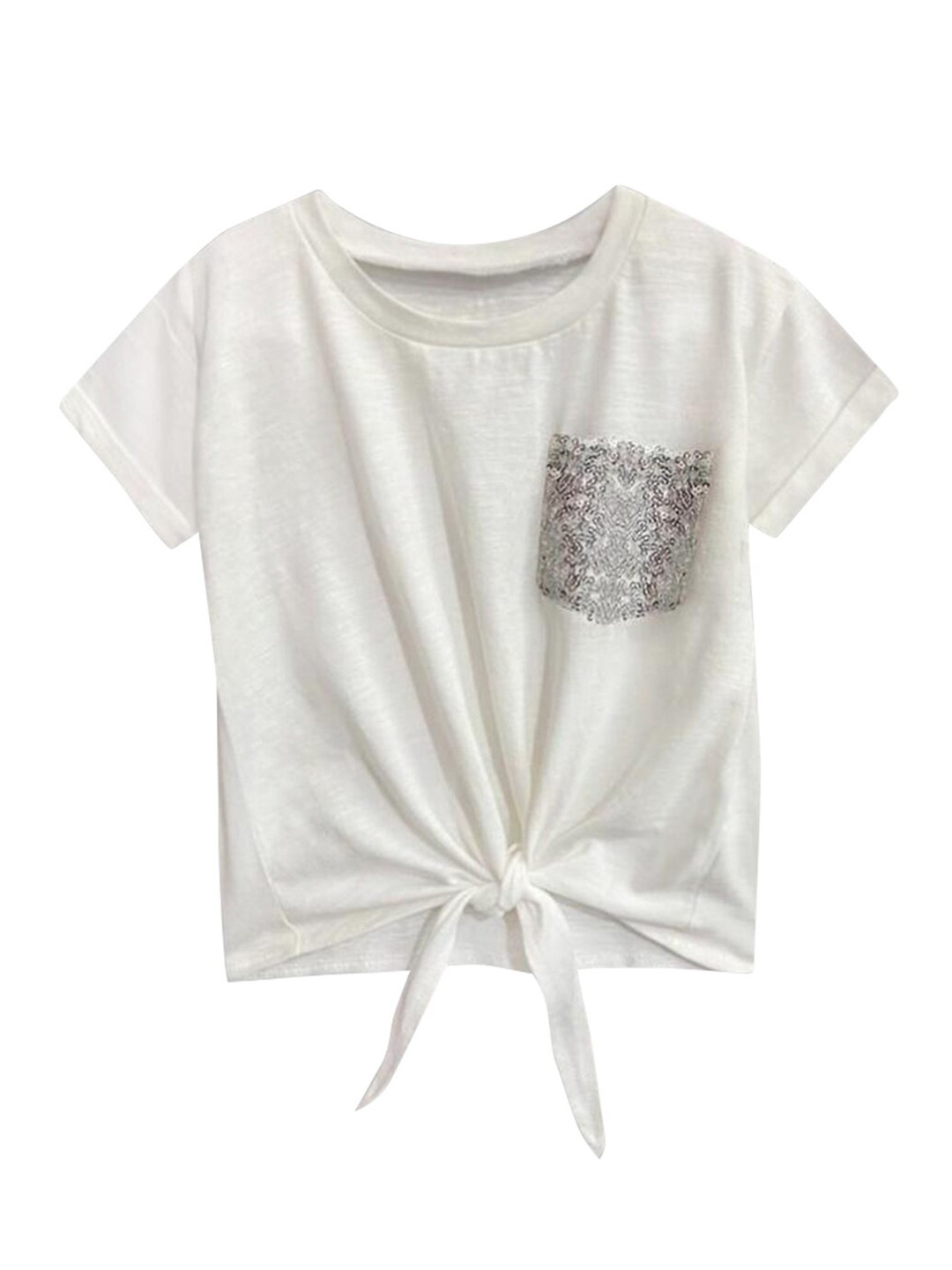 A T U N White Bubble Knot Top