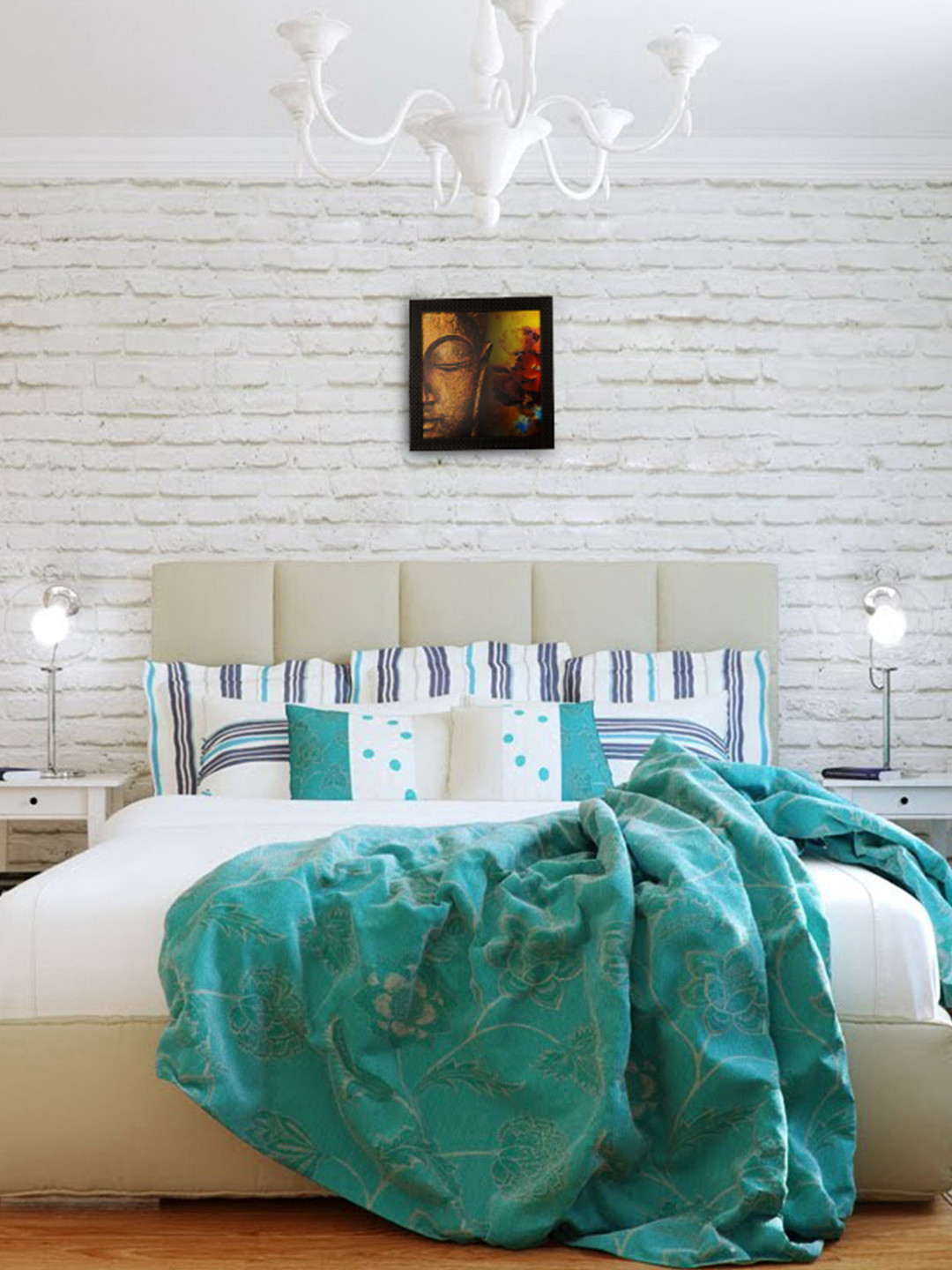 eCraftIndia Spritual Buddha Synthetic Wood Wall Square Paintings Wall Art - 12 x 12 In