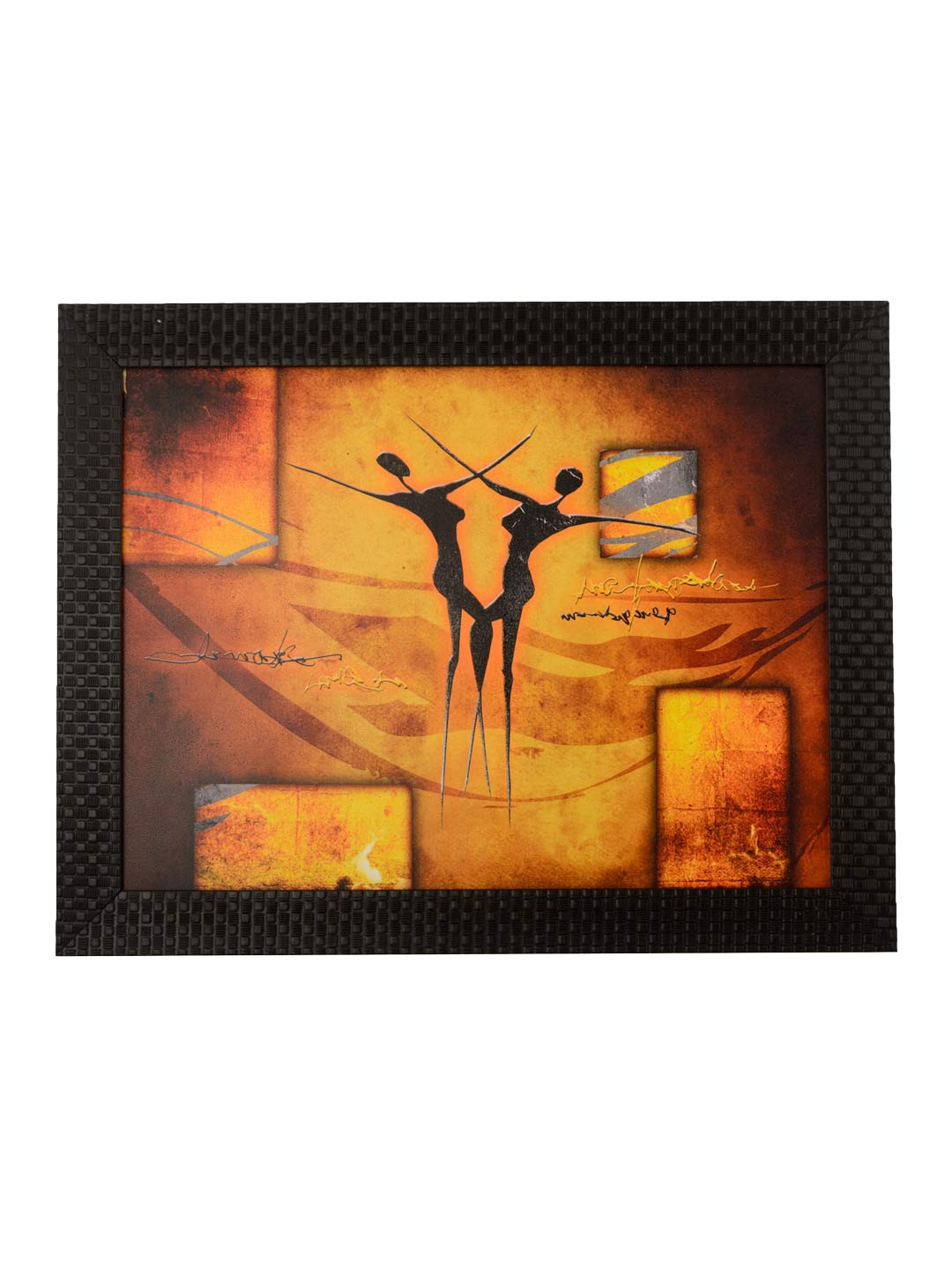 eCraftIndia Multicoloured Abstract Dance Scene Framed Wall Art