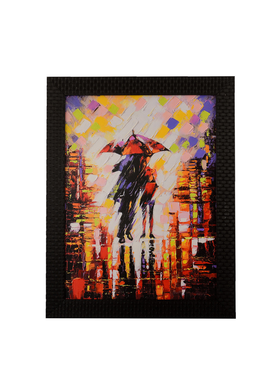 eCraftIndia Multicoloured Rain Scene Framed UV Wall Art