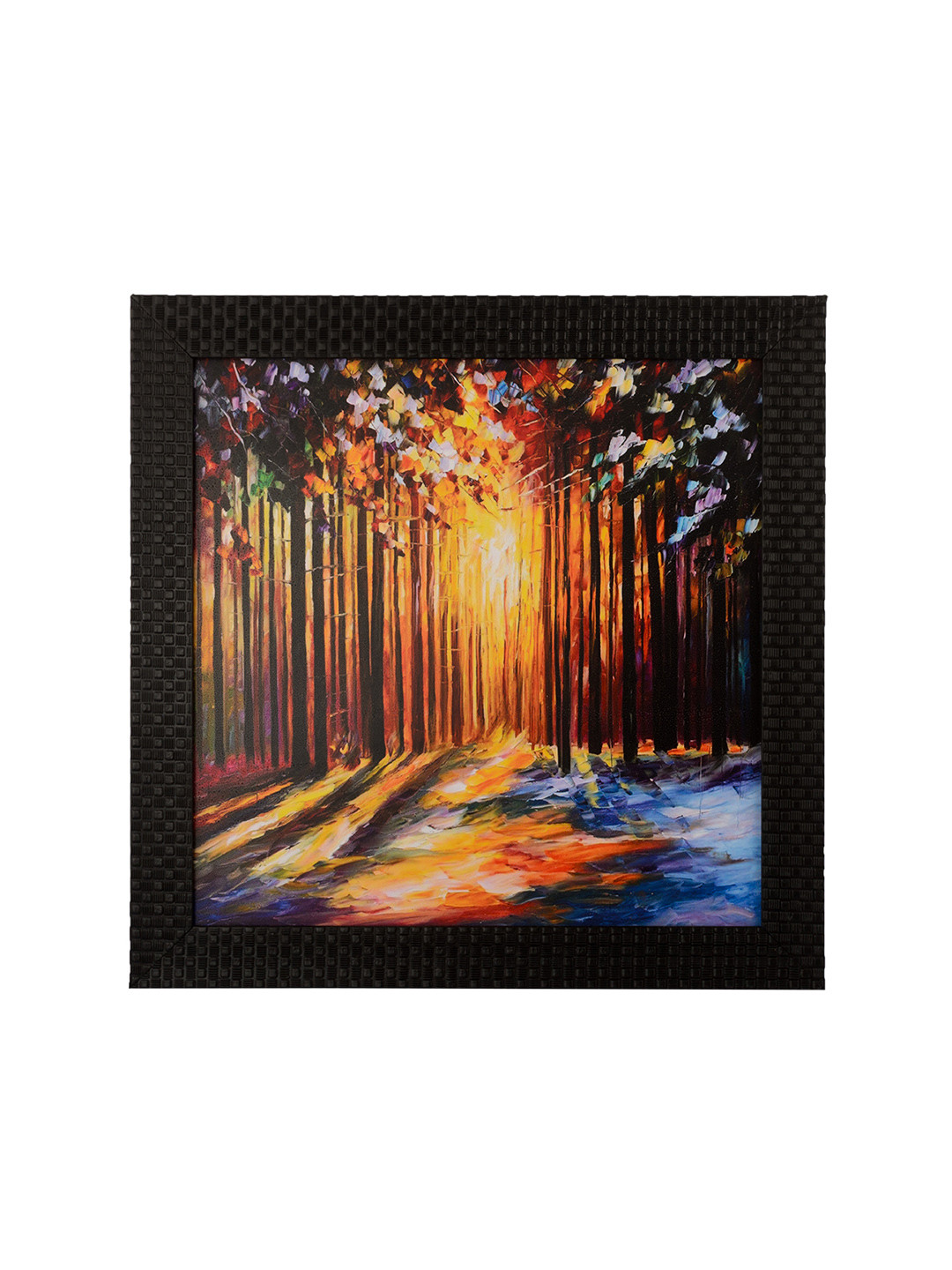 eCraftIndia Multicoloured Leaf View in Sunlight Framed UV Wall Art