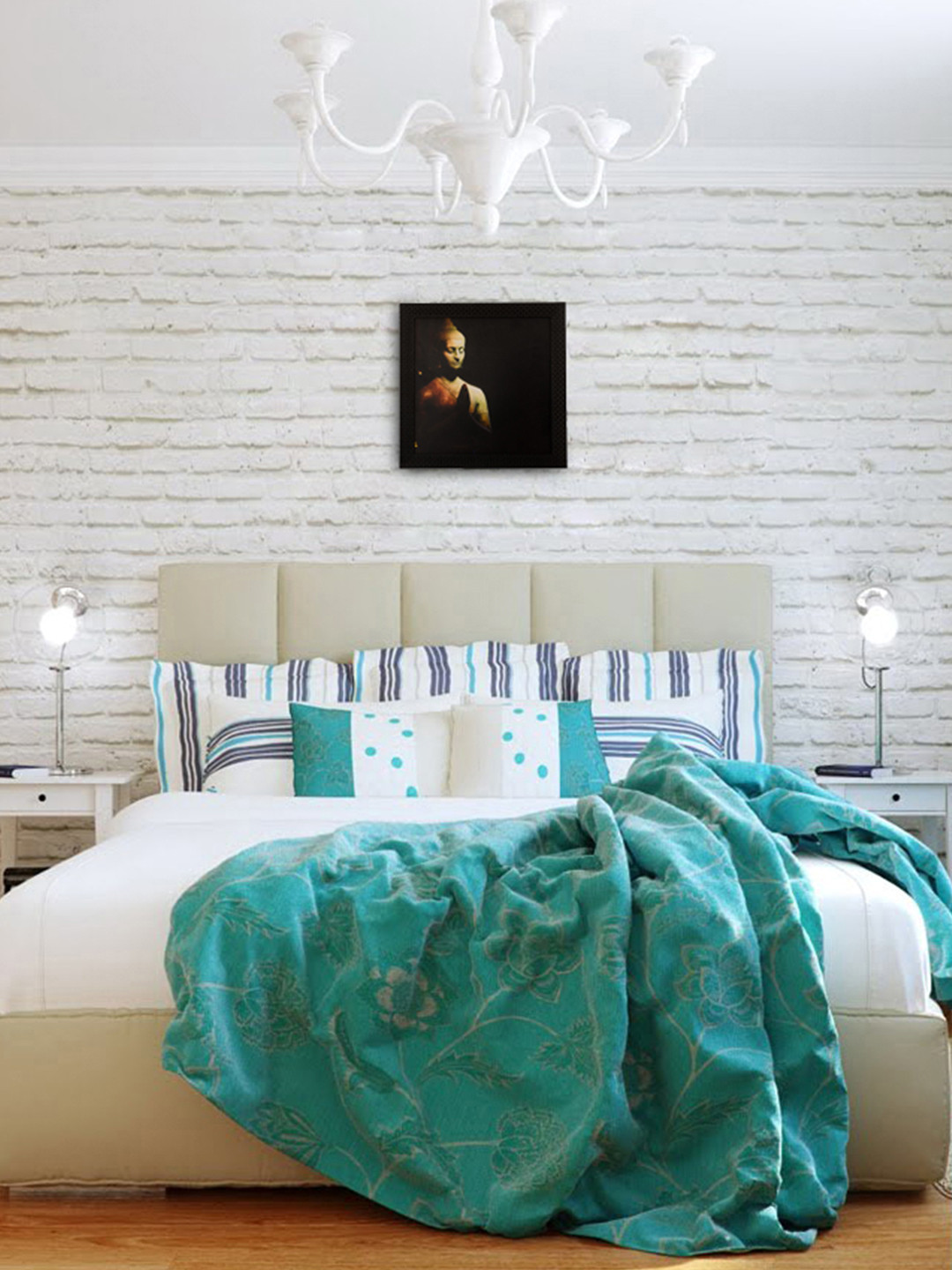 eCraftIndia Spritual Buddha Synthetic Wood Wall Square Paintings Wall Art - 12 x 12 In