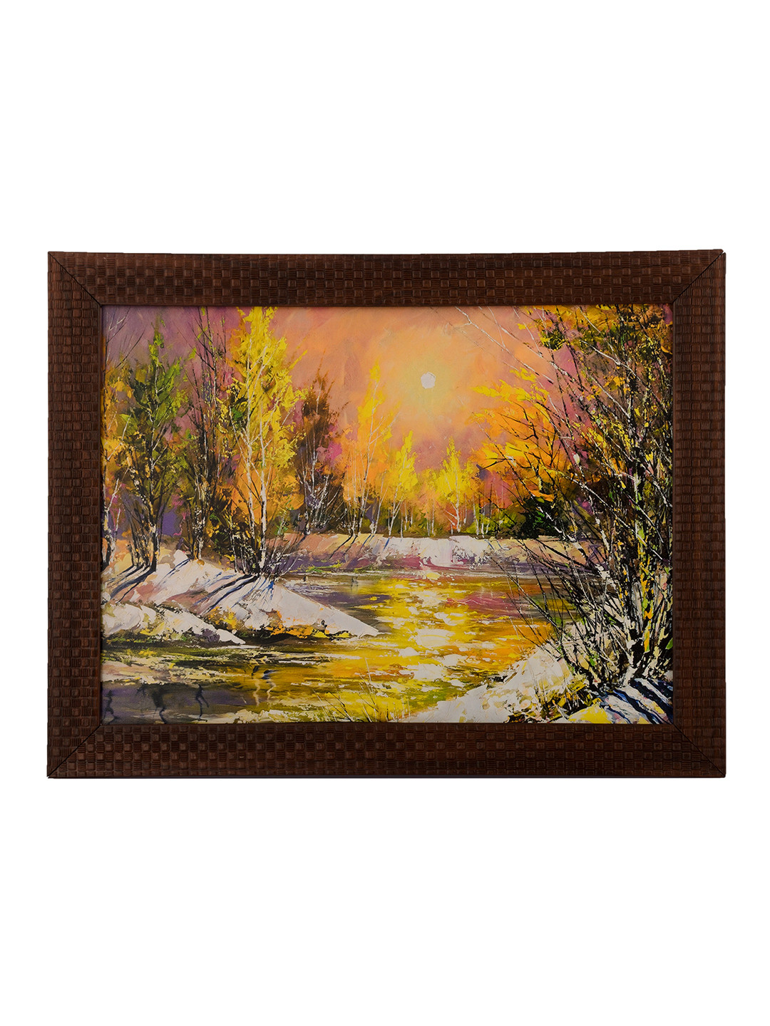 eCraftIndia Multicoloured Fall Scenery Framed UV Wall Art