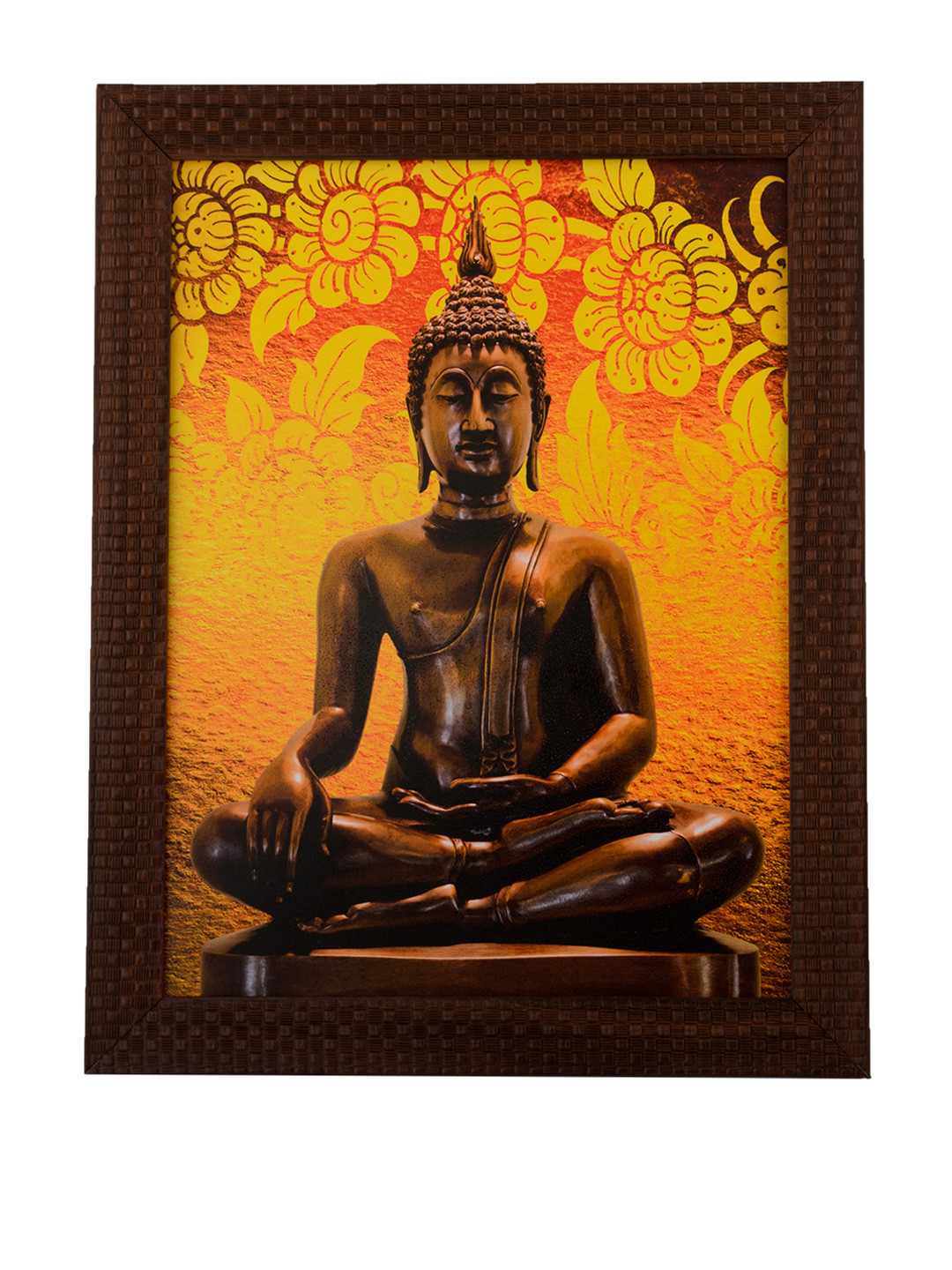 eCraftIndia Multicoloured Spiritual Buddha Satin Framed Wall Art
