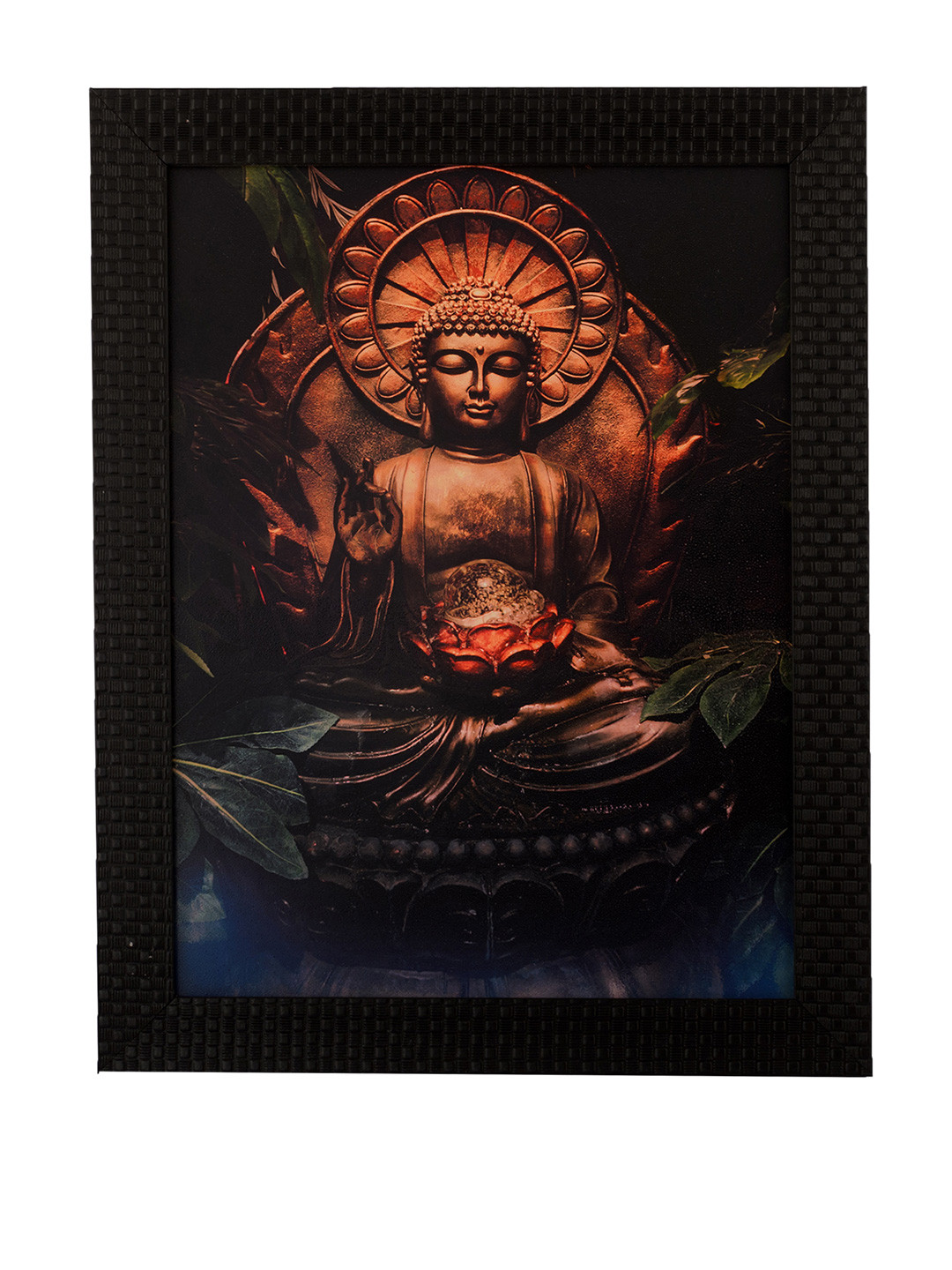 eCraftIndia Multicoloured Spiritual Buddha Satin Framed Wall Art