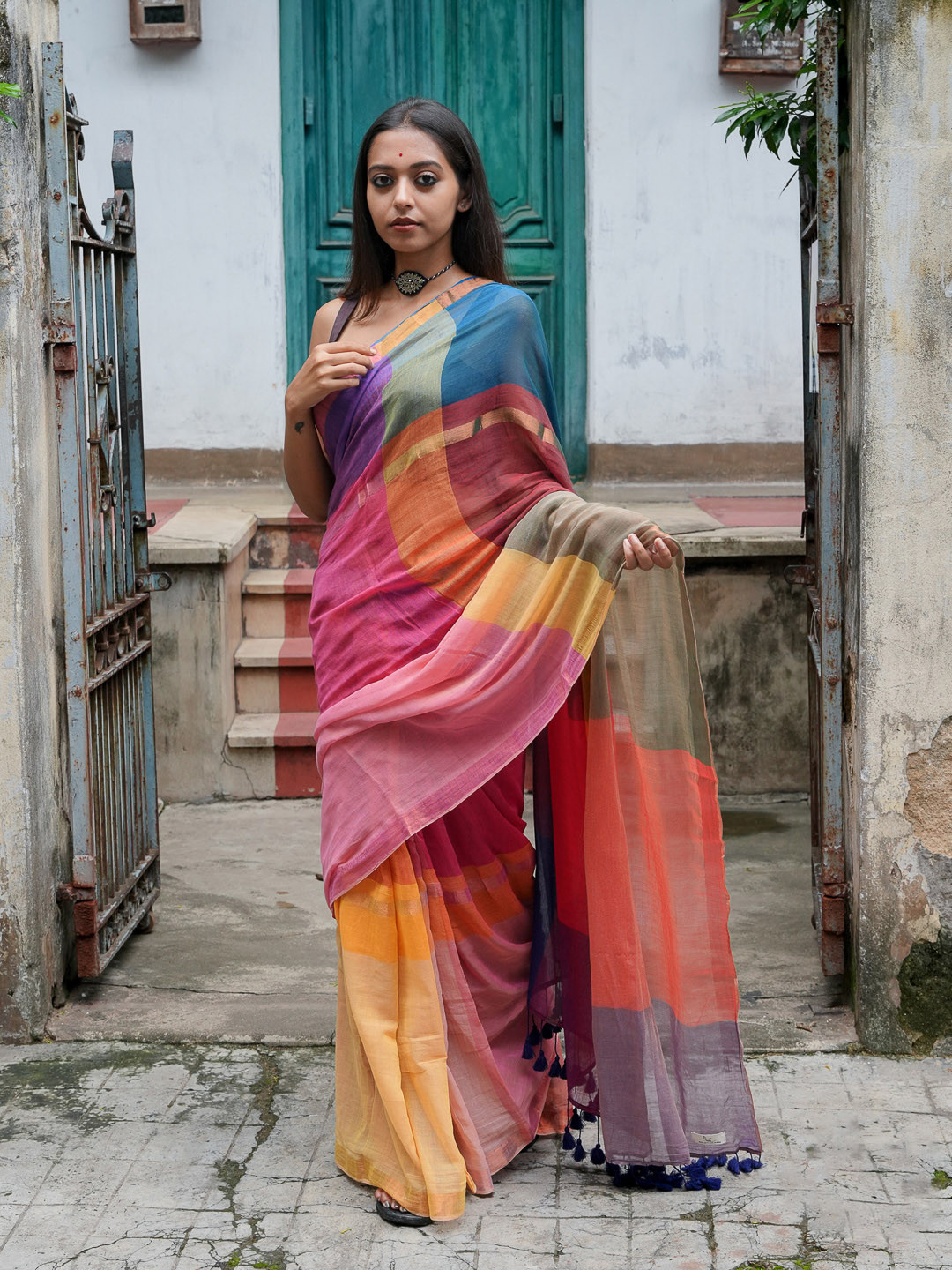 Suta Multicoloured Checked Pure Cotton Saree