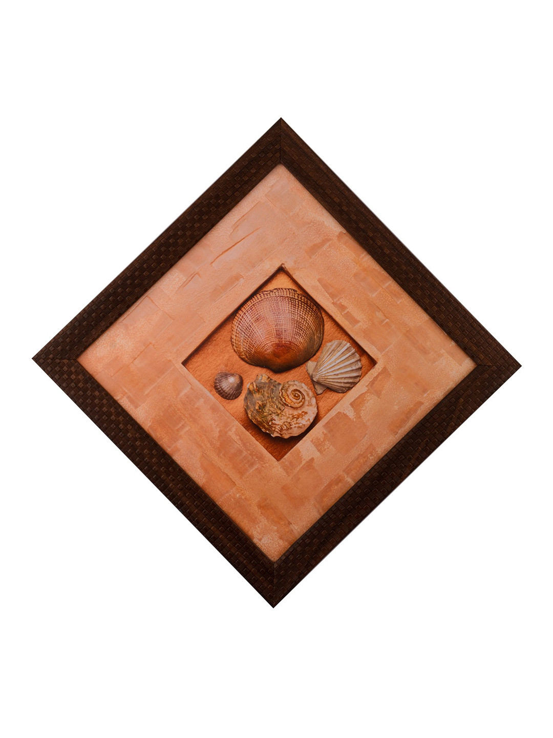 eCraftIndia Shells Satin Paper Wall Square Paintings Wall Art -12x12In