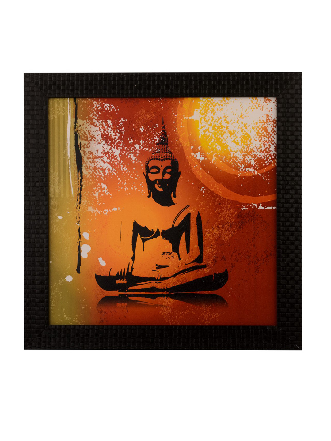 eCraftIndia Multicoloured Meditating Buddha Satin Matt Textured Framed Wall Art