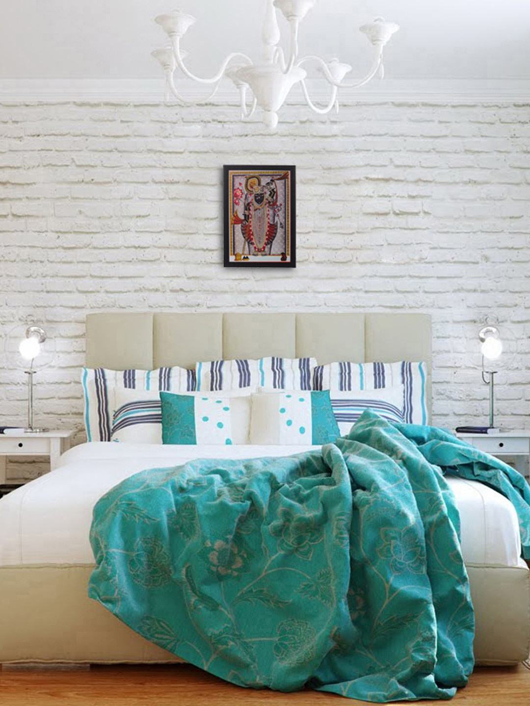 eCraftIndia Balaji Satin Paper Wall Rectangle Paintings Wall Art - 20 x 14In