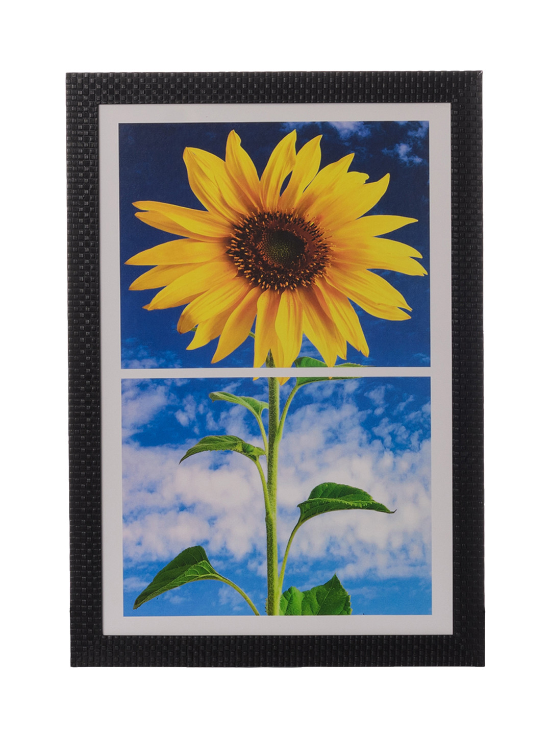 eCraftIndia Yellow & Blue Sunflower UV Framed Wall Art
