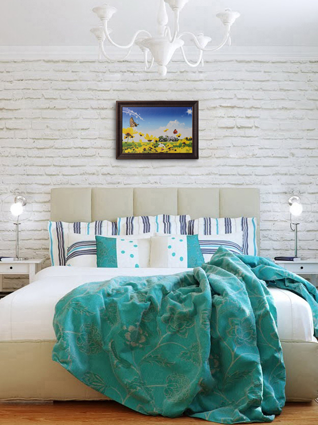 eCraftIndia Beautiful Butterflies Paper Wall Rectangle Paintings Wall Art -15 x 21In