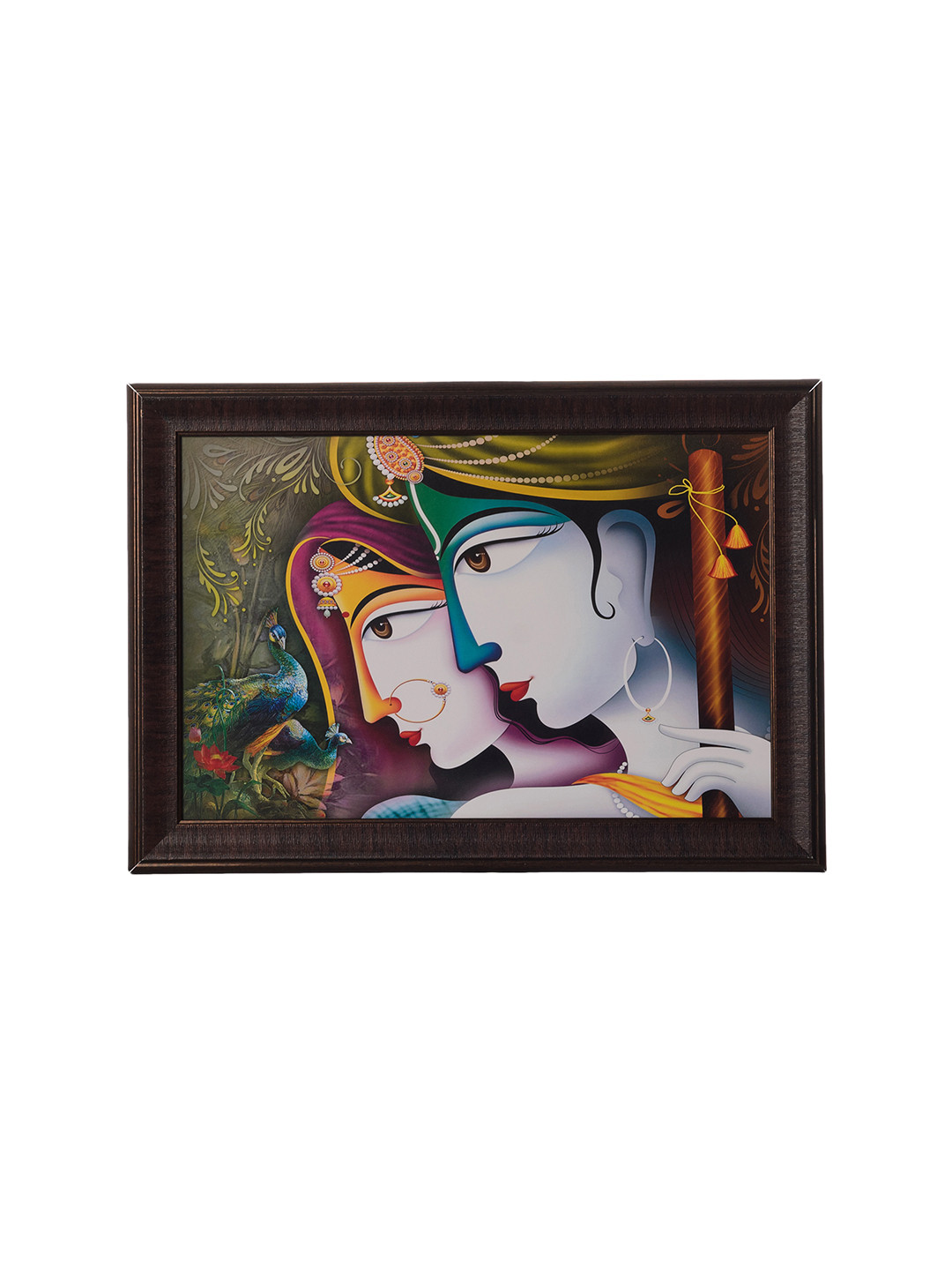eCraftIndia Radha Krishna Paper Wall Rectangle Paintings Wall Art -15x21In