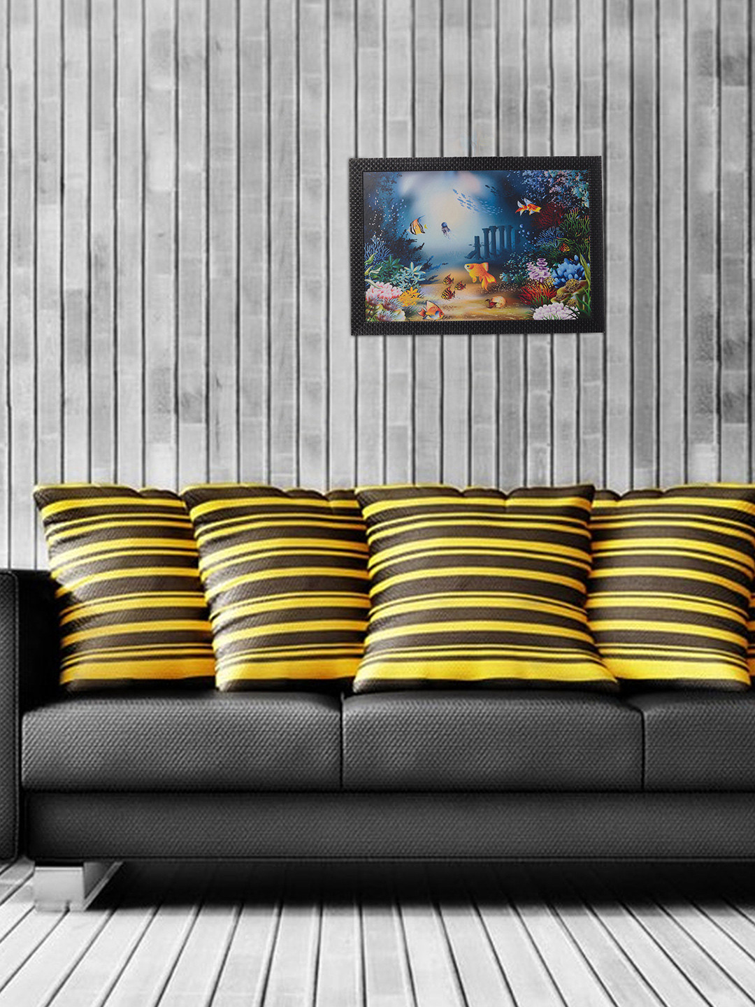 eCraftIndia Multicoloured 3D Sea Life View Framed UV Wall Art