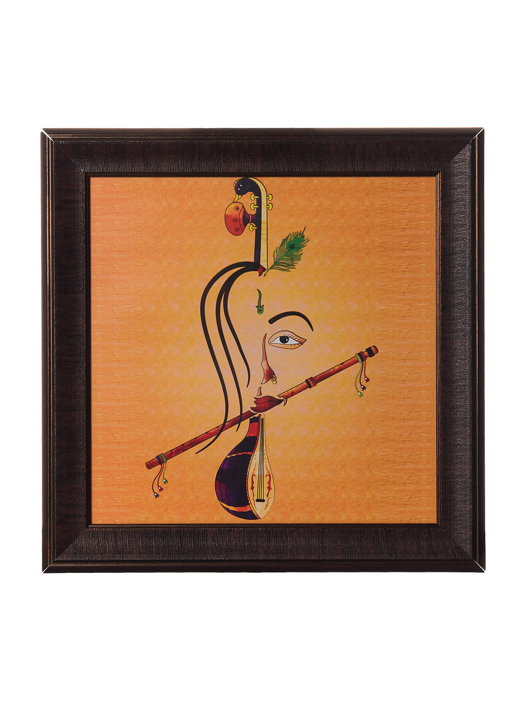 eCraftIndia Multicoloured Abstract Krishna Framed Wall Art