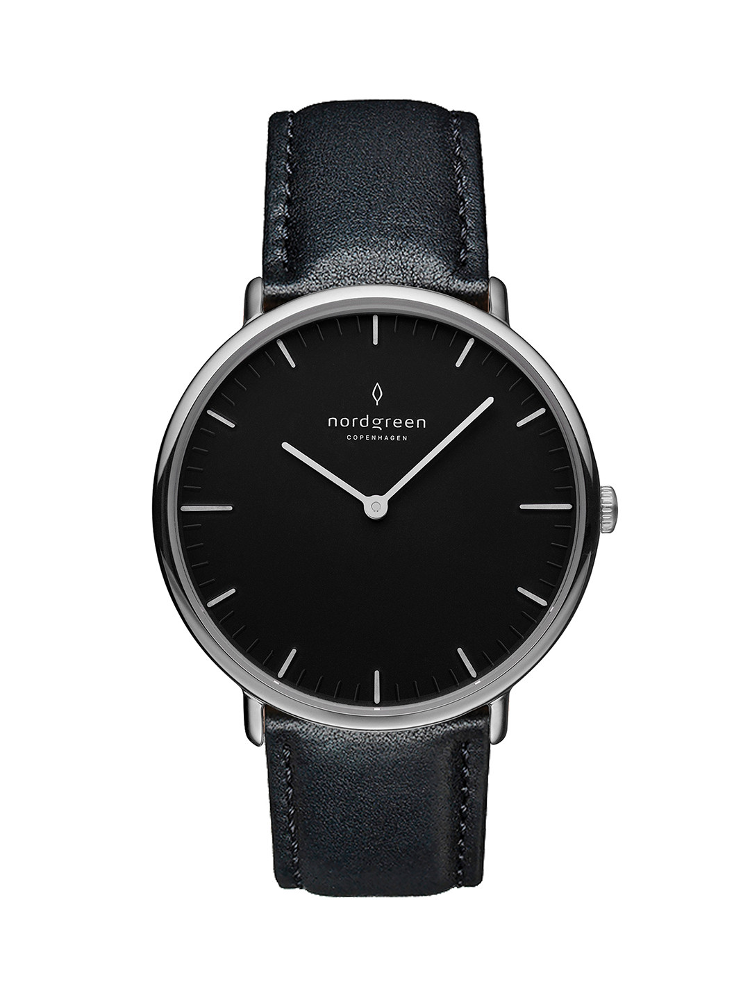 Nordgreen Unisex Black Dial & Black Leather Analogue Watch - NR40SILEBLBL