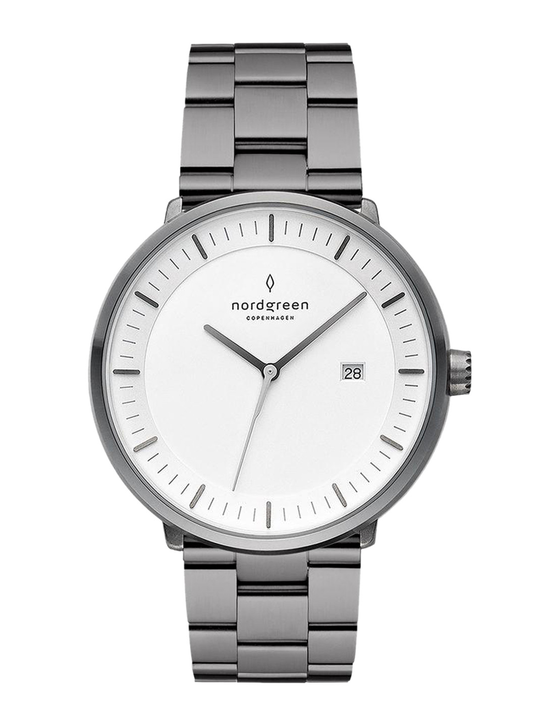 Nordgreen White Dial & Gunmetal Toned Stainless Steel Straps Analogue Watch PH40GM3LGUXX